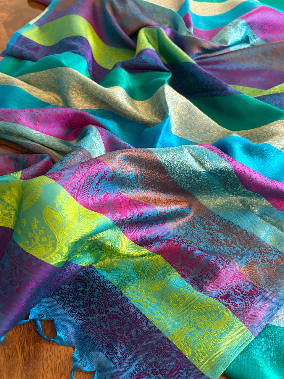 Soft Banarasi Pure Silk Festive Stole with Woven Motifs