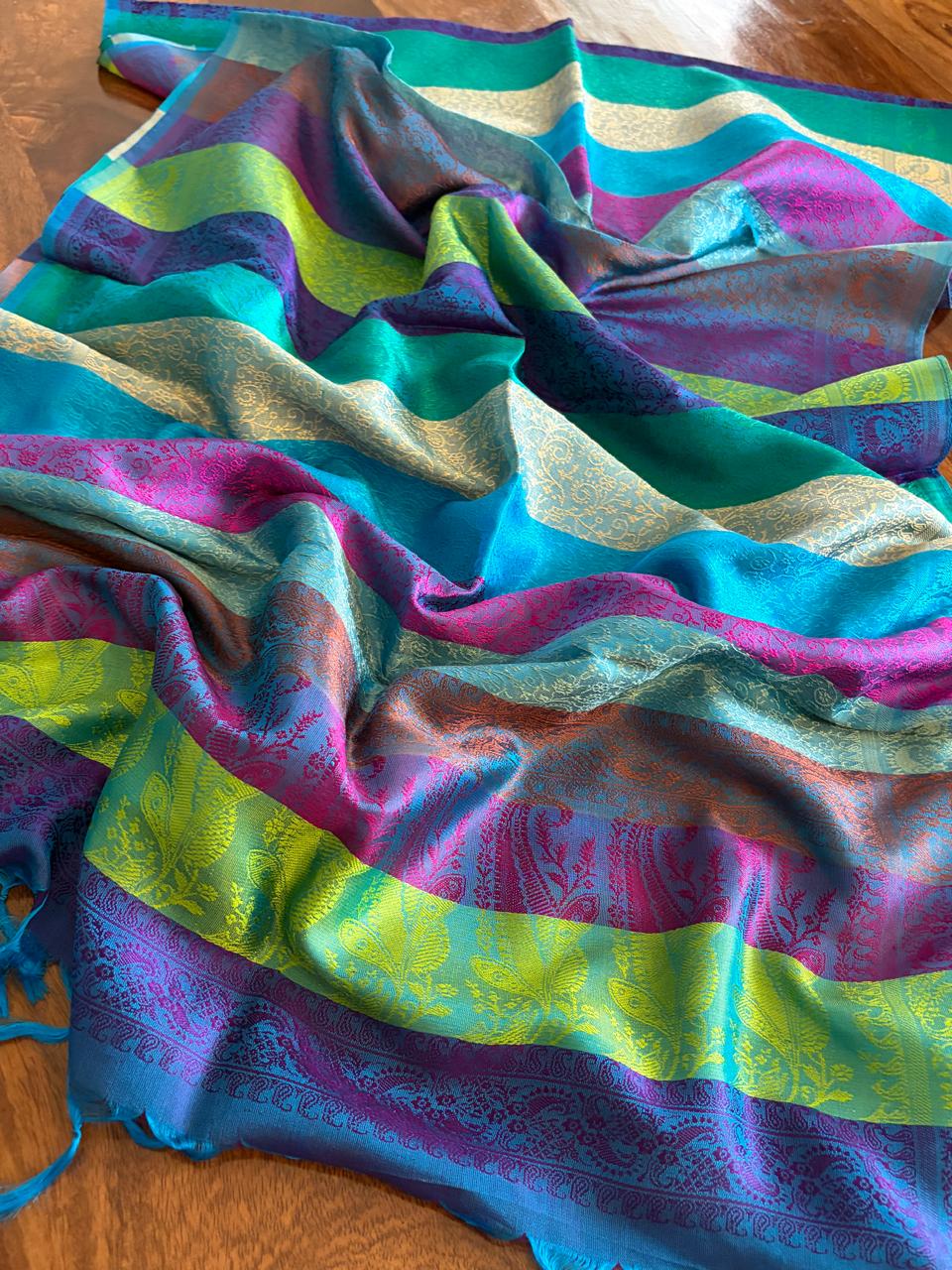 Soft Banarasi Pure Silk Festive Stole with Woven Motifs