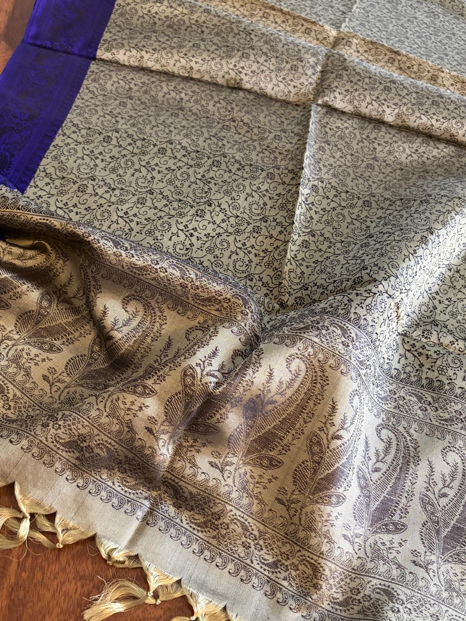 Soft Banarasi Pure Silk Festive Stole with Woven Motifs