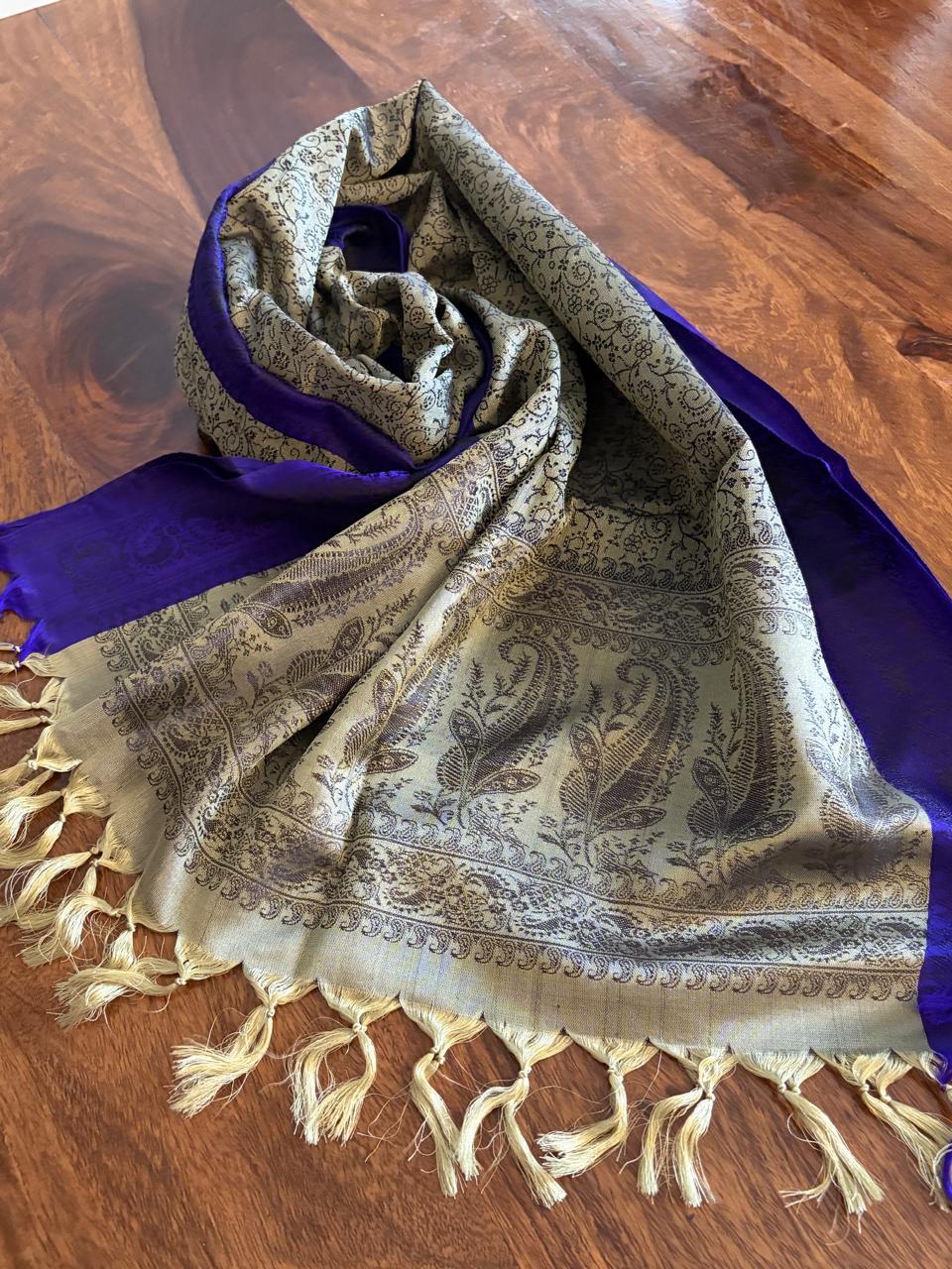 Soft Banarasi Pure Silk Festive Stole with Woven Motifs
