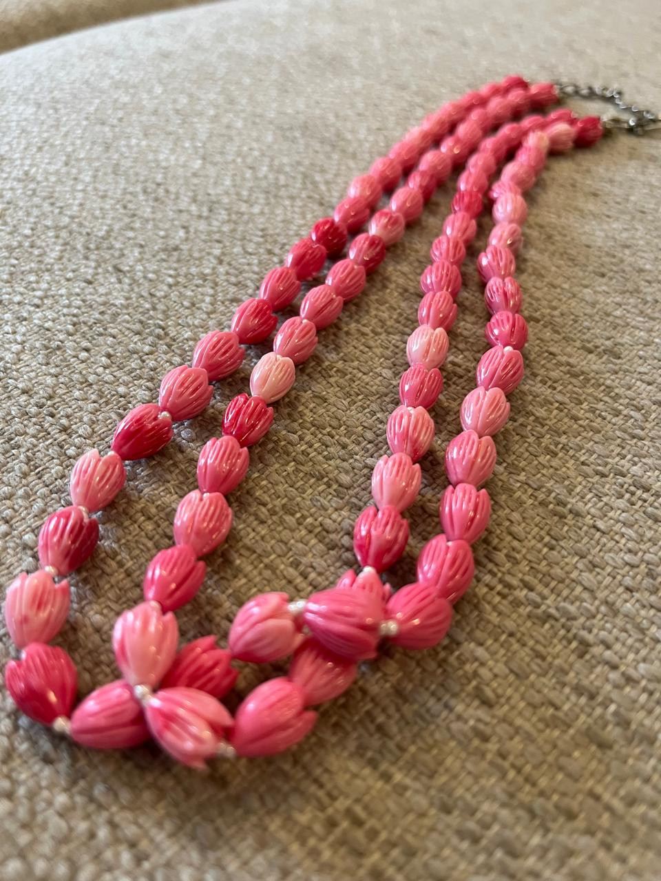 Tulip Beads Ceramic 2 layered Neckpiece - Pink