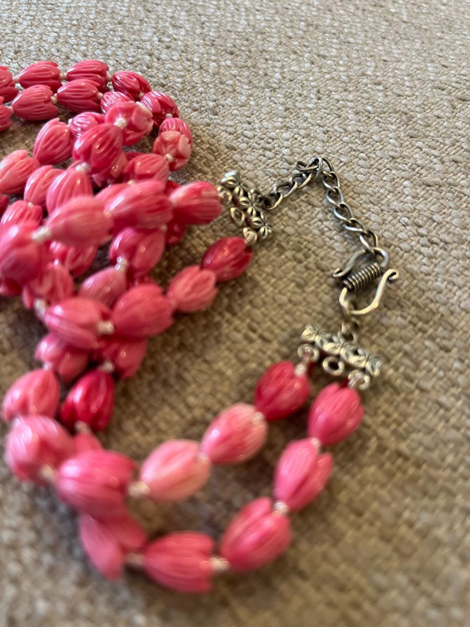 Tulip Beads Ceramic 2 layered Neckpiece - Pink