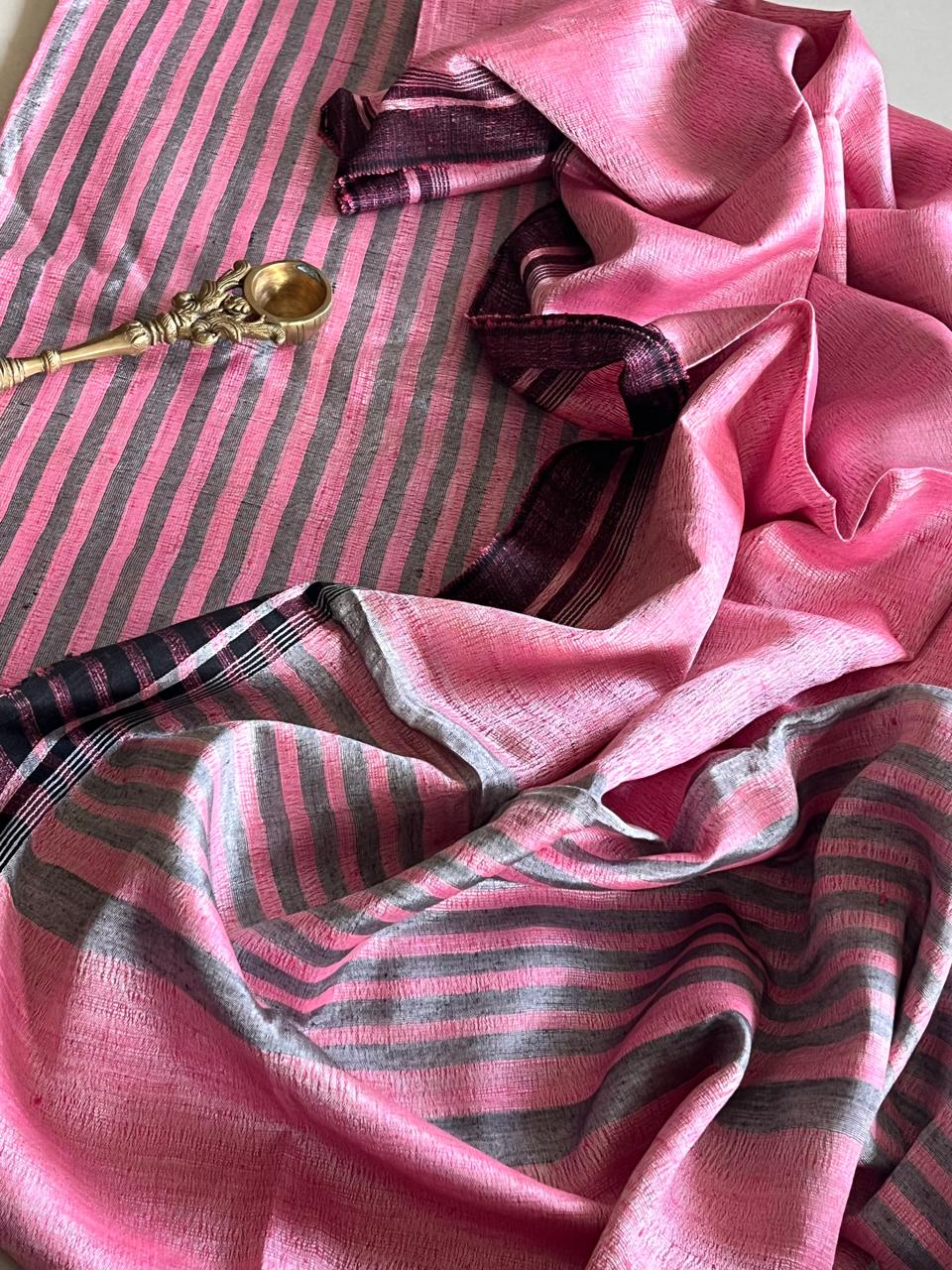 Pure Tussar Geecha Silk Striped Handwoven Suits