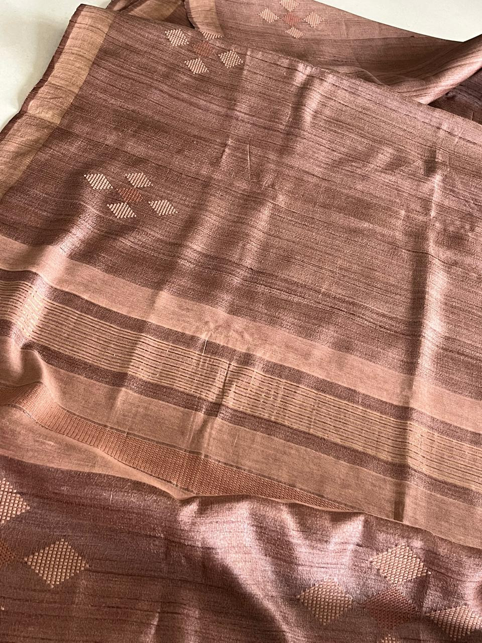 Pure Tussar Silk Handloom Saree - Copper