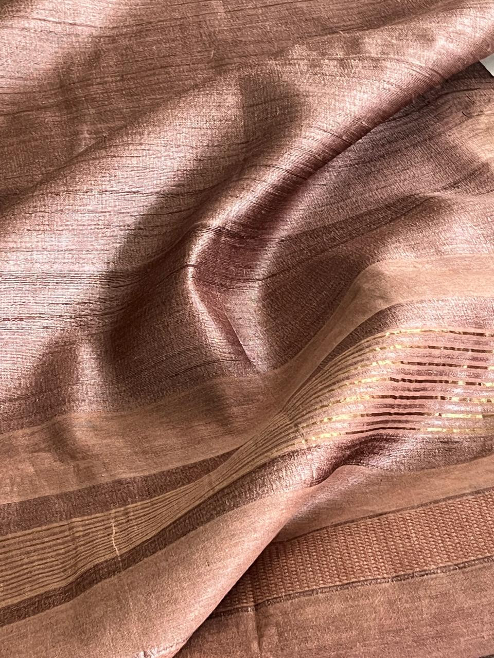 Pure Tussar Silk Handloom Saree - Copper