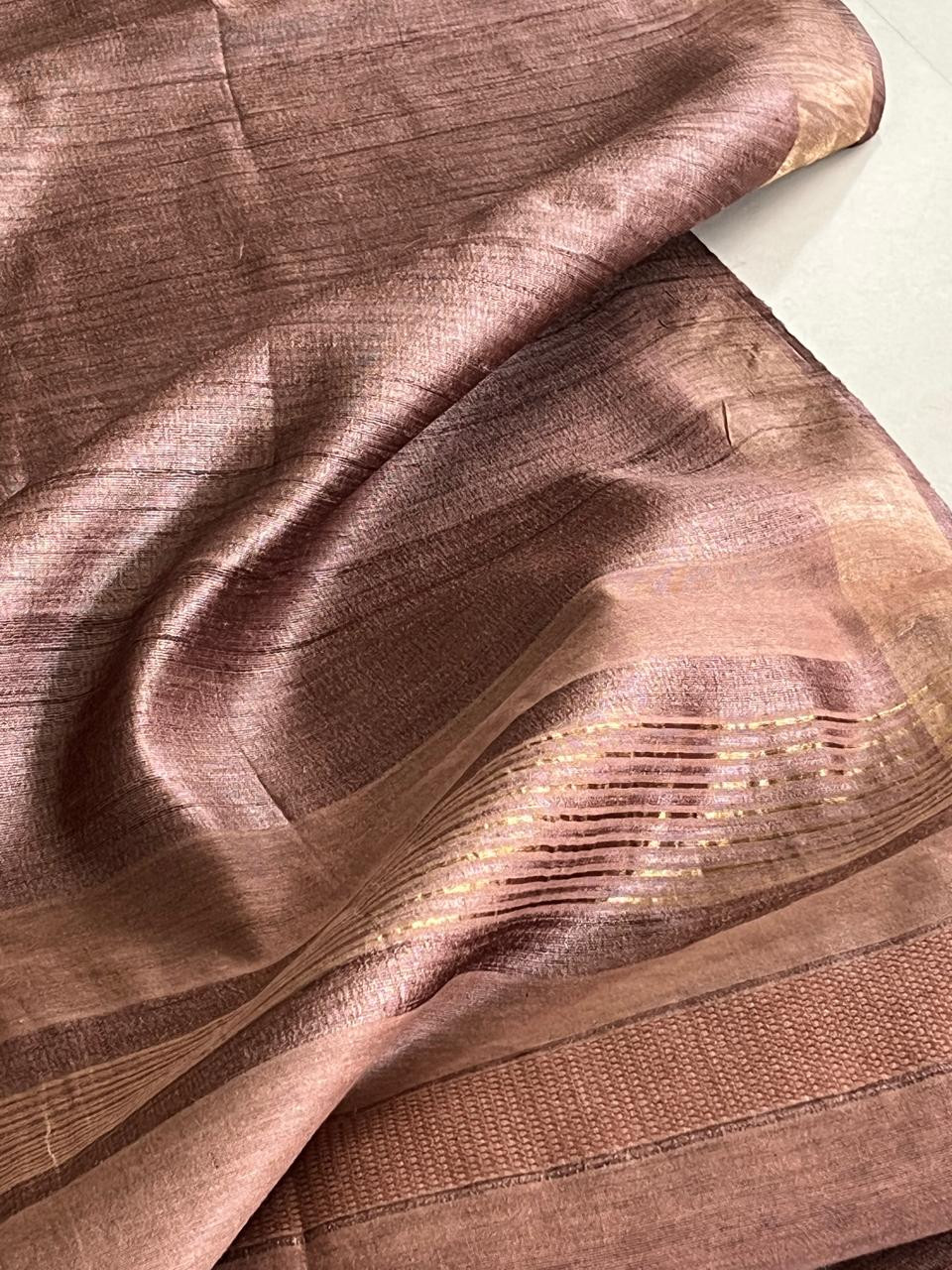 Pure Tussar Silk Handloom Saree - Copper