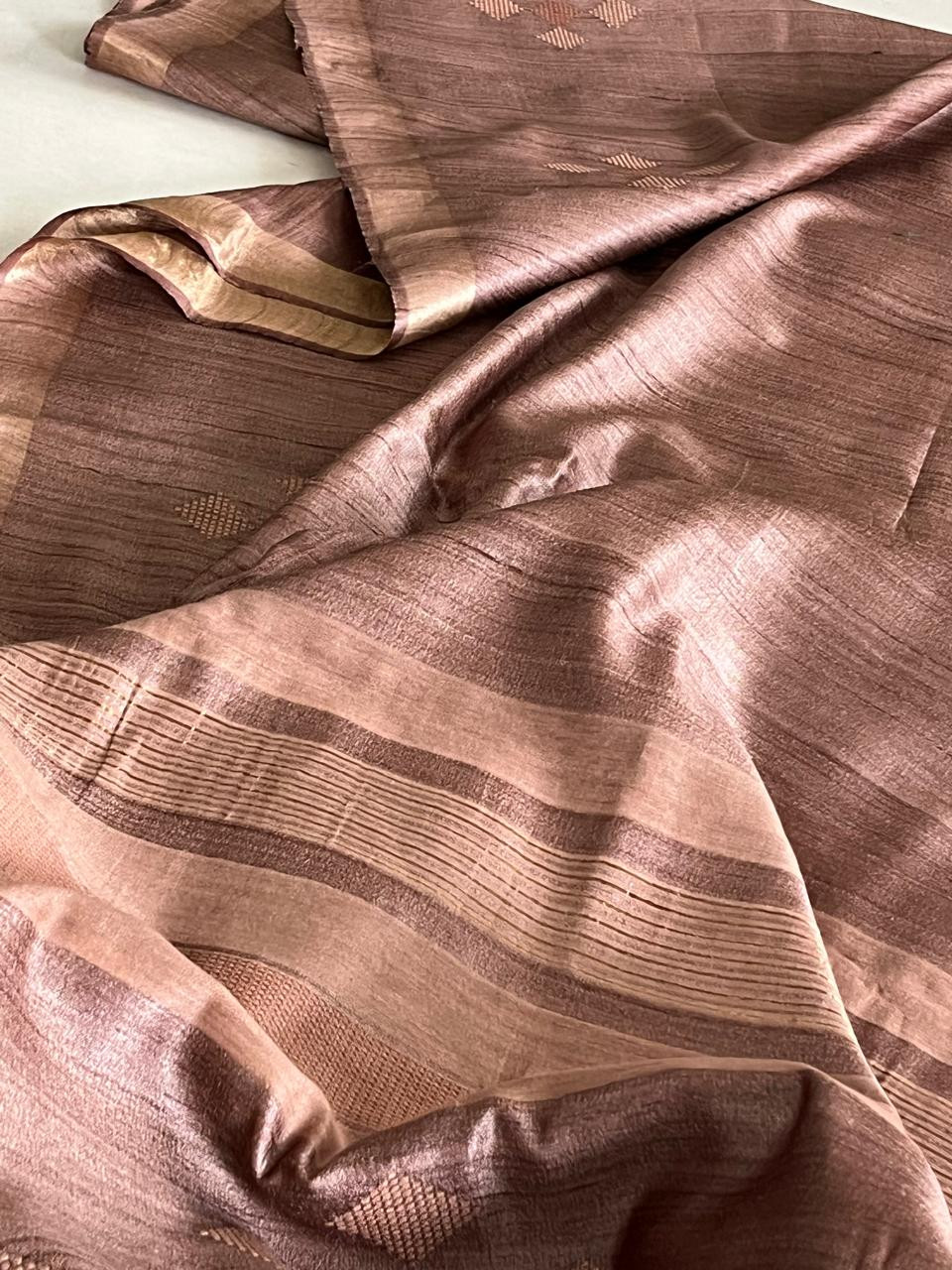 Pure Tussar Silk Handloom Saree - Copper
