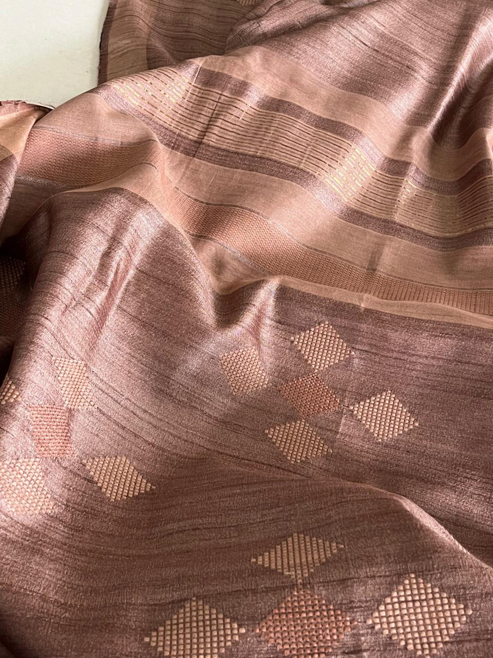 Pure Tussar Silk Handloom Saree - Copper