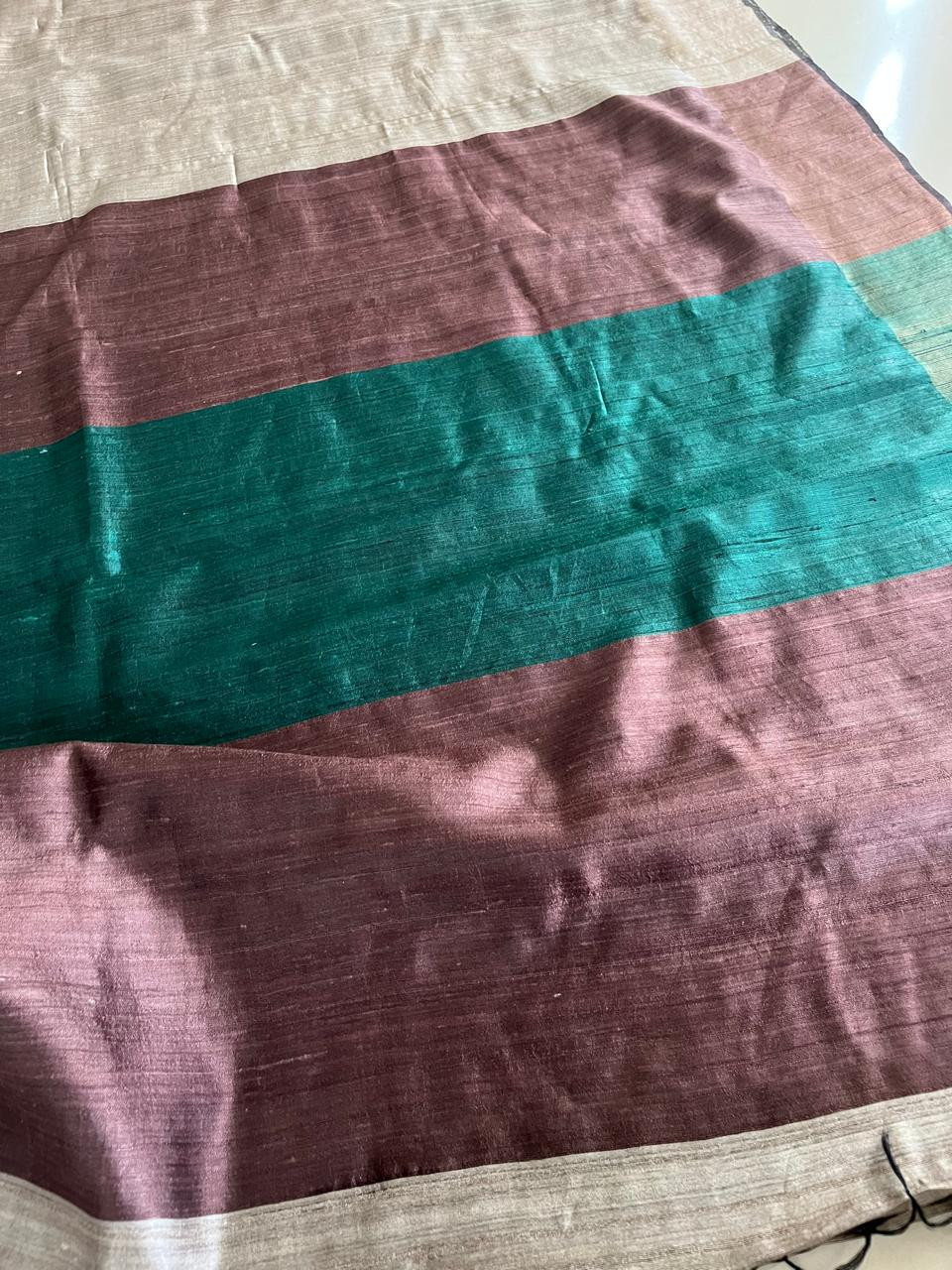 Pure Tussar Silk Saree with contrast Palla