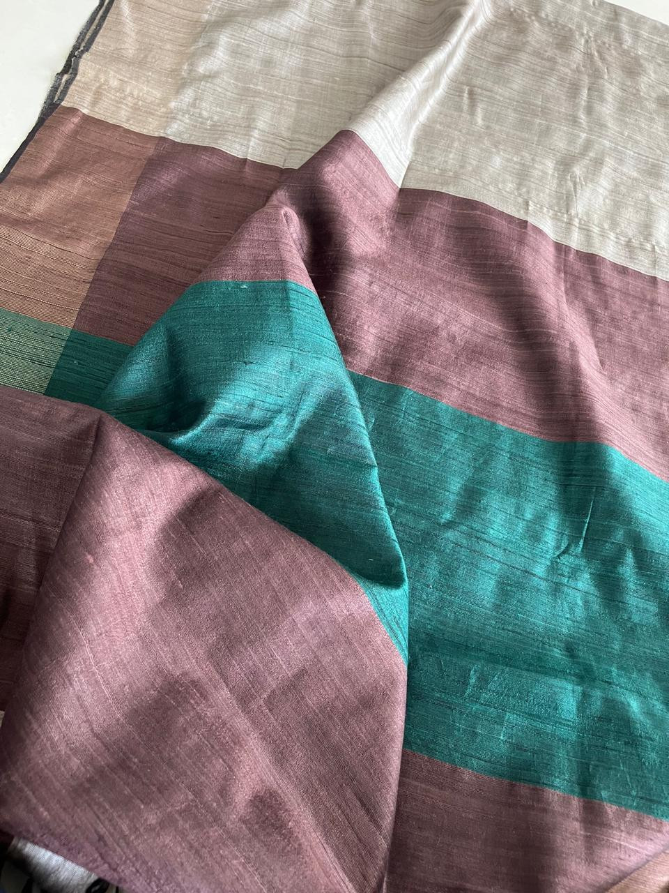 Pure Tussar Silk Saree with contrast Palla