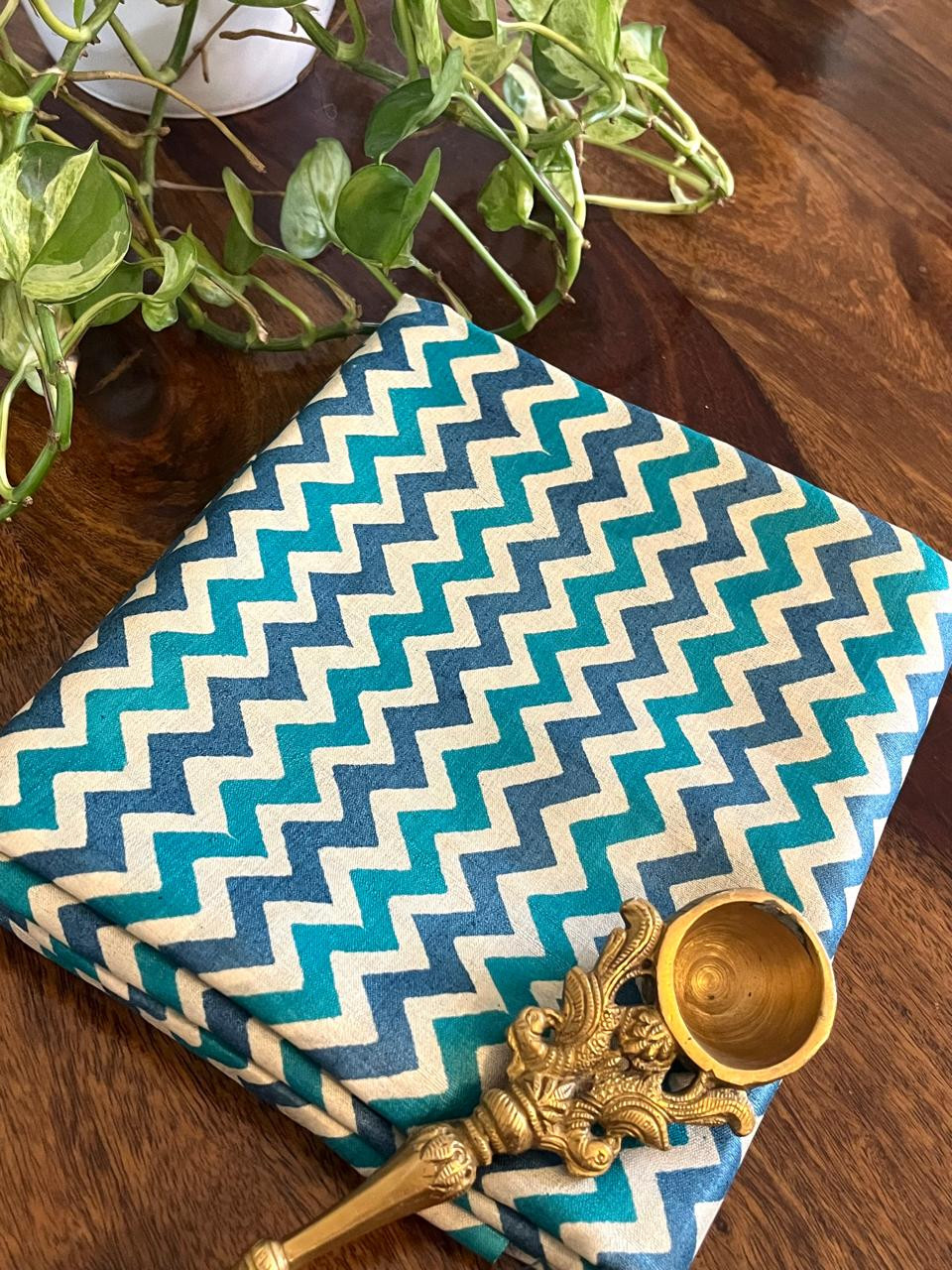 Pure Tussar Silk Printed Kurta Fabric - 25 mts - Shades of Blue