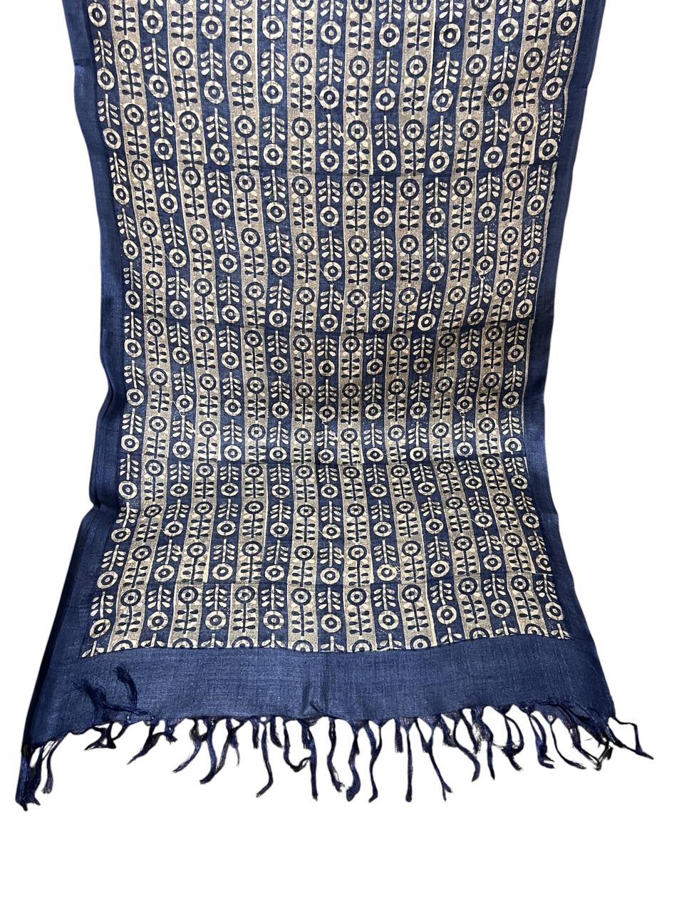 Pure Tussar Silk Handblock Printed Stole