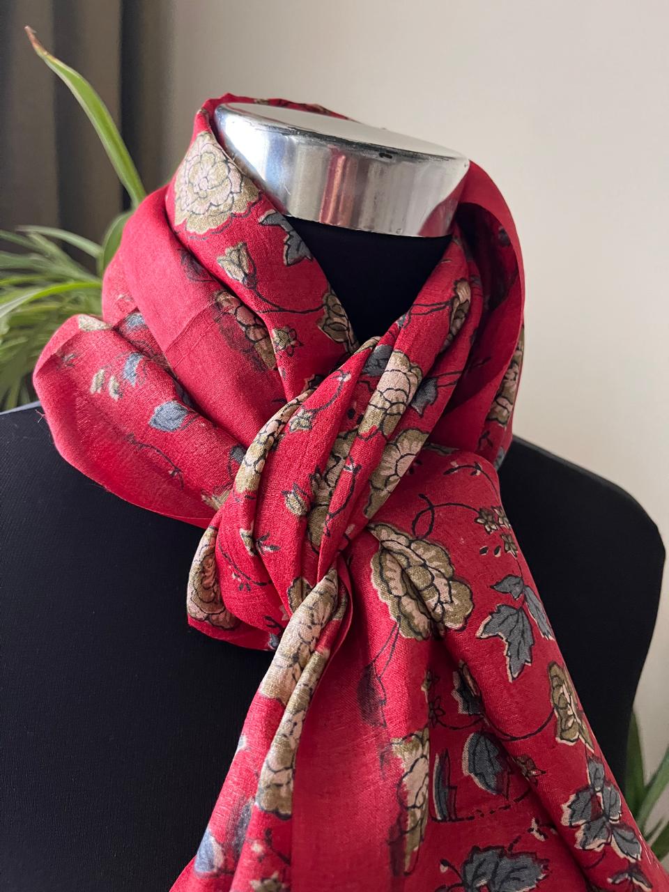 Pure Tussar Silk Handblock Printed Stole