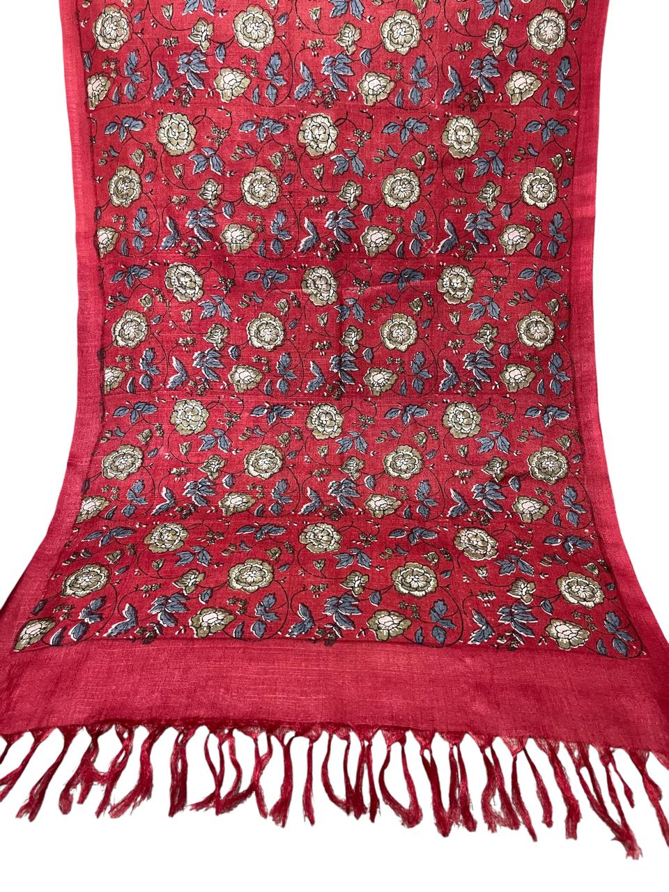 Pure Tussar Silk Handblock Printed Stole