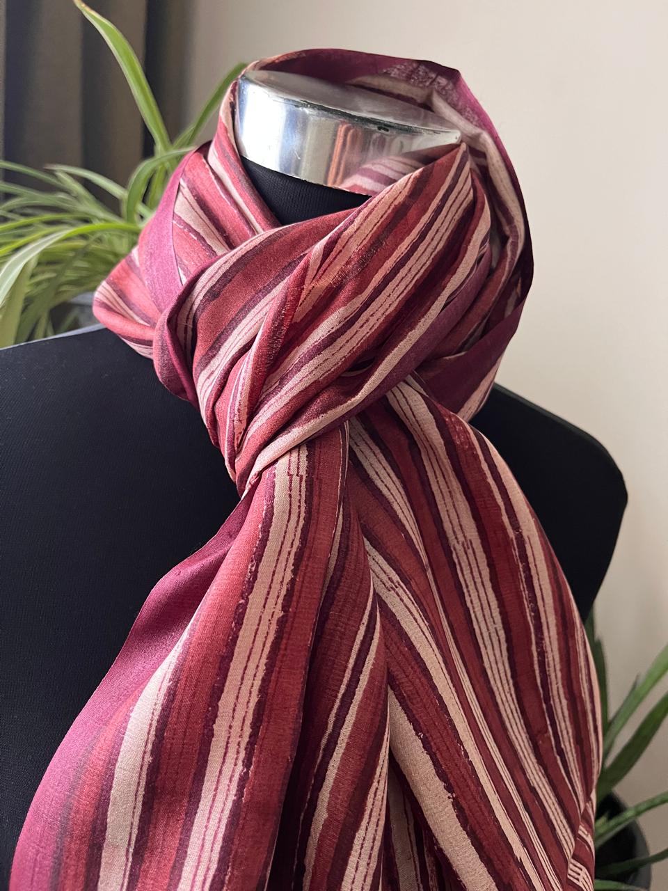 Pure Tussar Silk Handblock Printed Stole