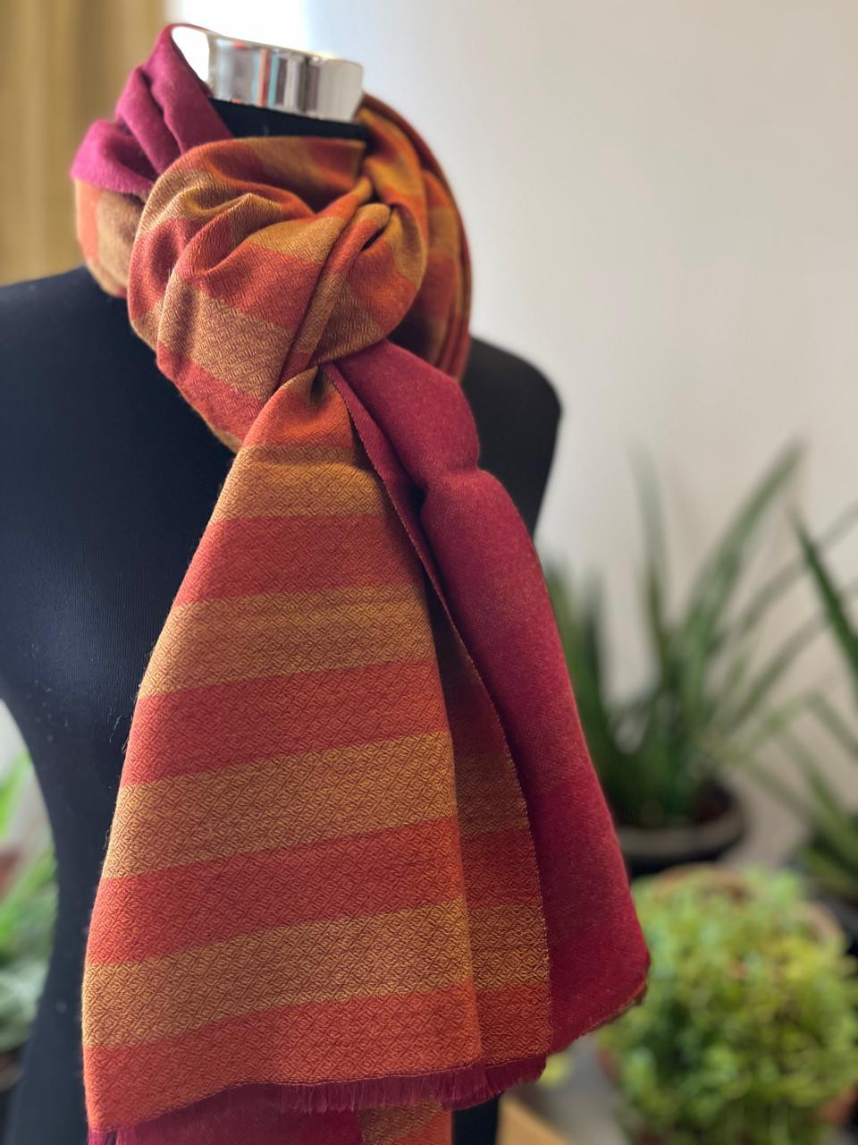 Very stylish Reversible Pure Wool Handwoven Stole - Autumn Whisper