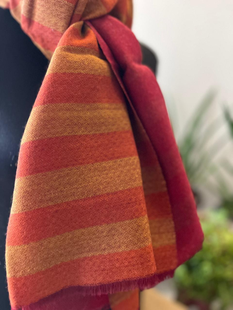 Very stylish Reversible Pure Wool Handwoven Stole - Autumn Whisper
