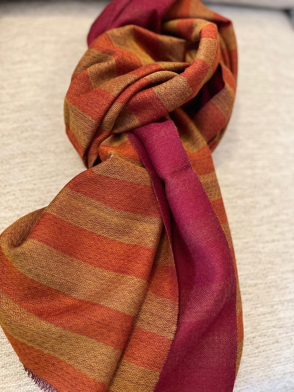 Very stylish Reversible Pure Wool Handwoven Stole - Autumn Whisper