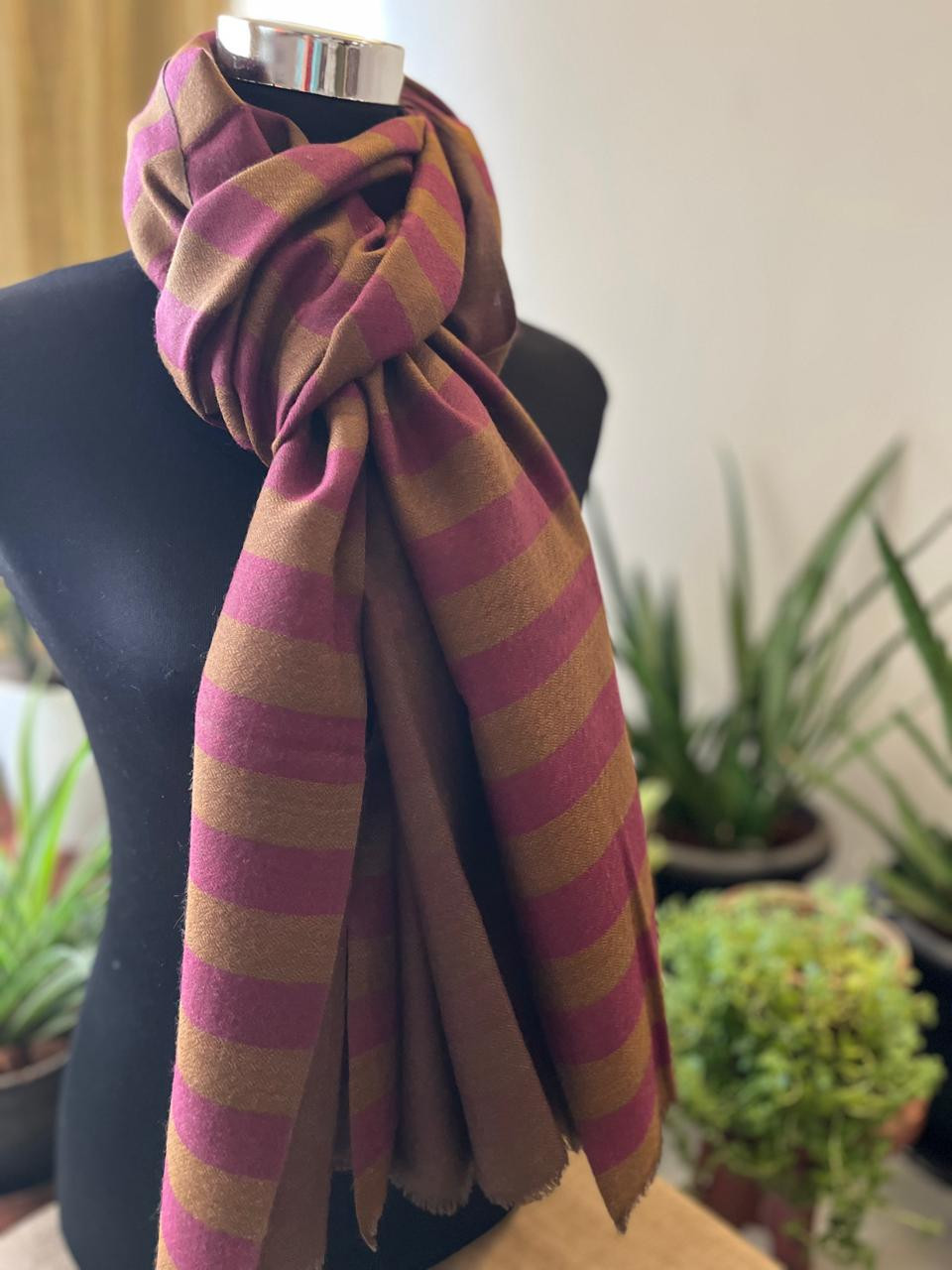 Very stylish Reversible Pure Wool Handwoven Stole - Rose Sandstone