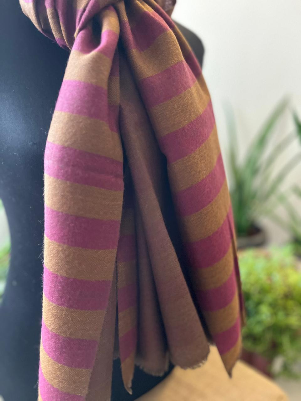 Very stylish Reversible Pure Wool Handwoven Stole - Rose Sandstone
