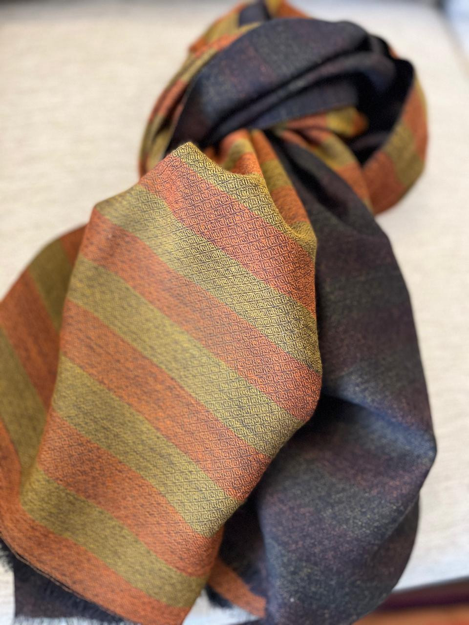 Very stylish Reversible Pure Wool Handwoven Stole -Spiced Honey