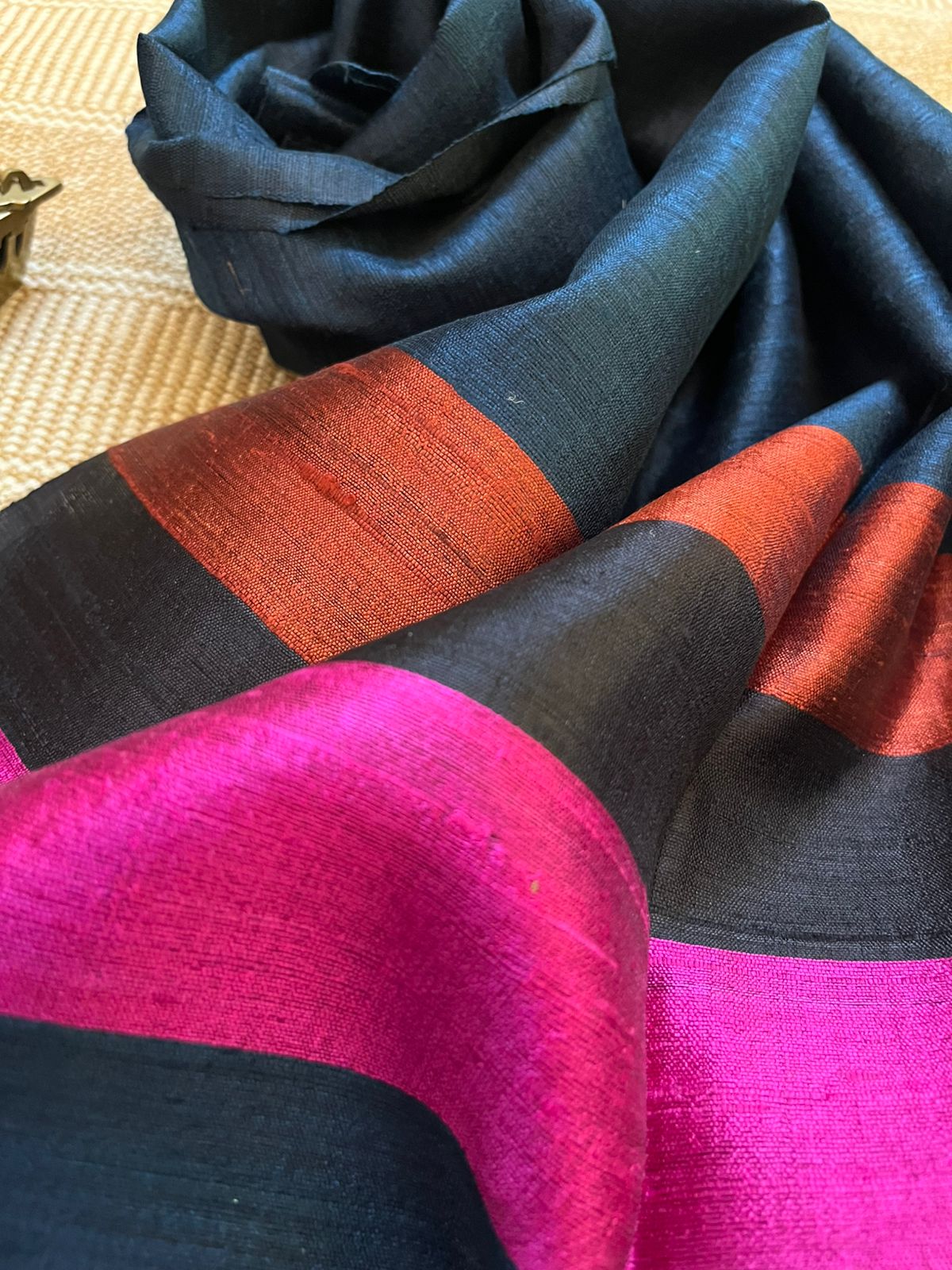 Vibrant pure Raw Silk Stole - Multicolour