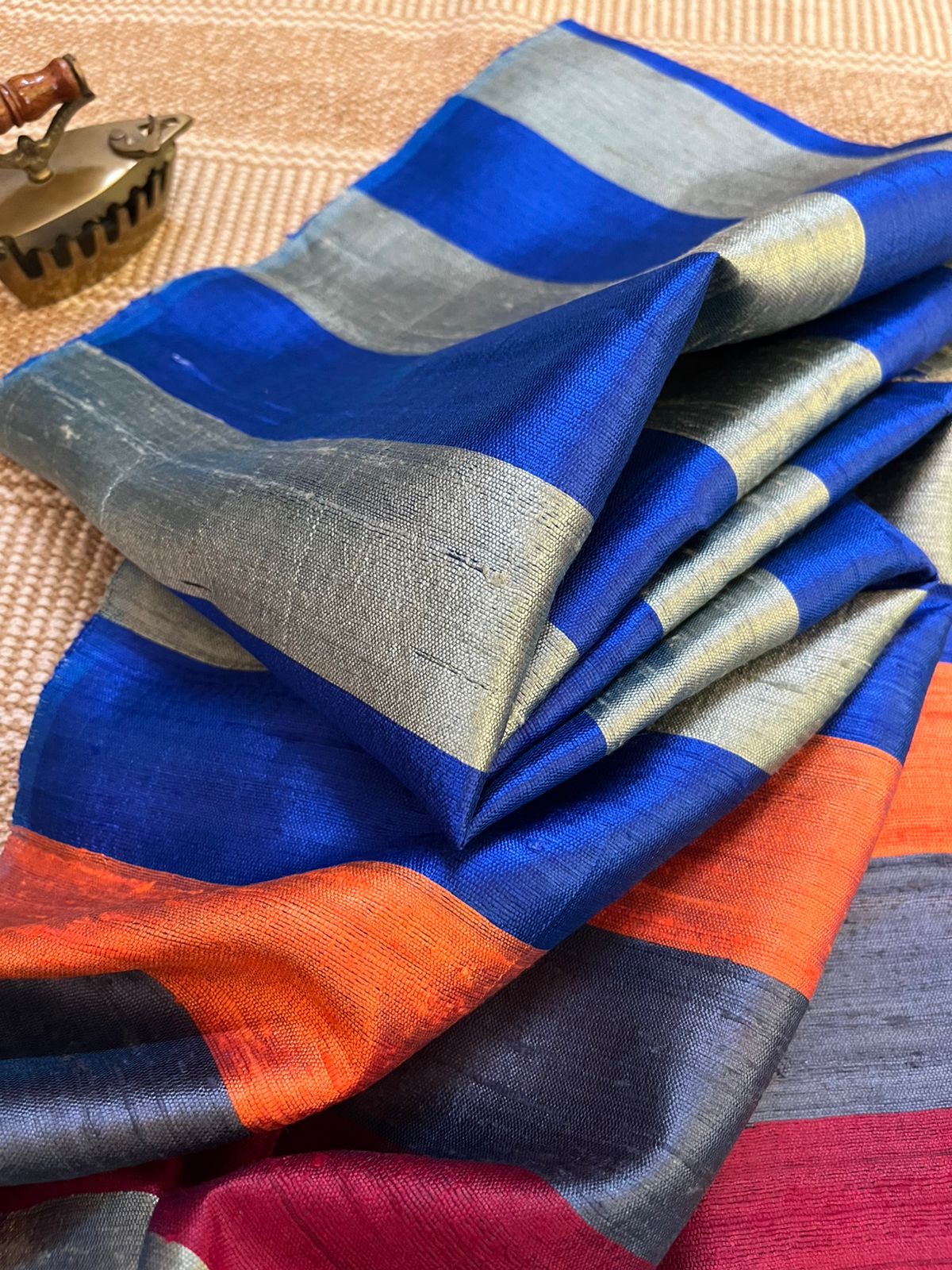Vibrant pure Raw Silk Stole - Multicolour