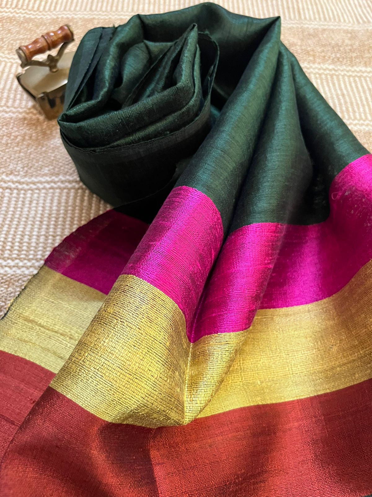 Vibrant pure Raw Silk Stole - Multicolour