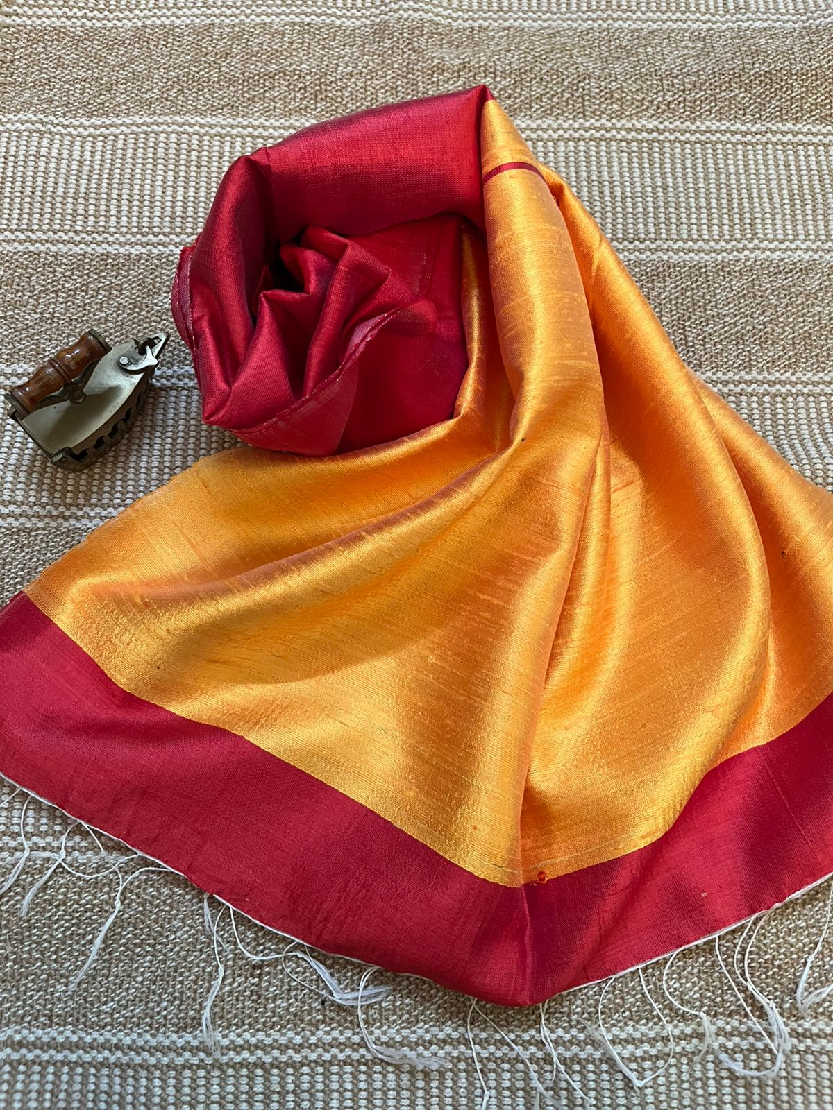 Vibrant pure Raw Silk Stole - Multicolour
