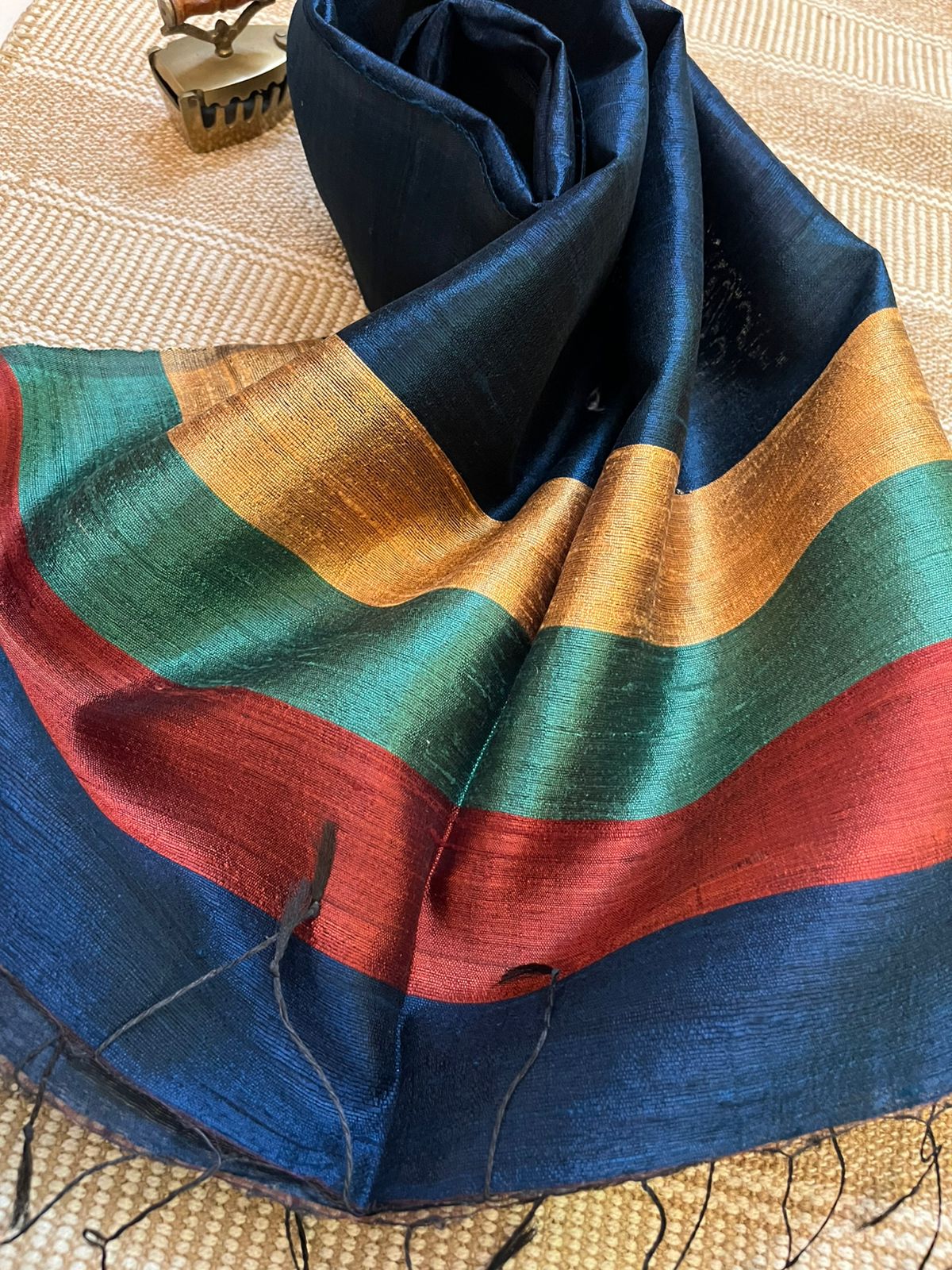 Vibrant pure Raw Silk Stole - Multicolour