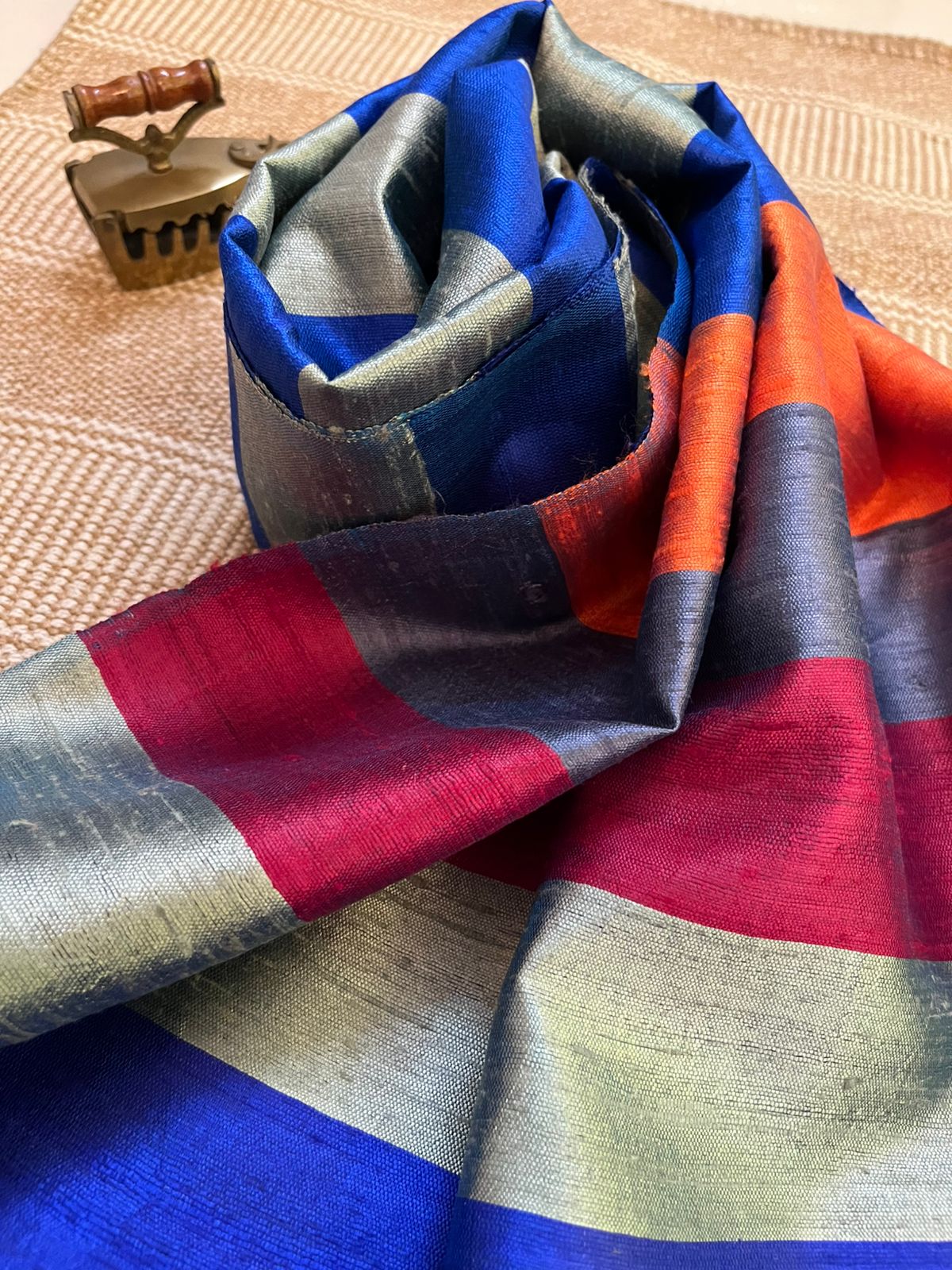 Vibrant pure Raw Silk Stole - Multicolour
