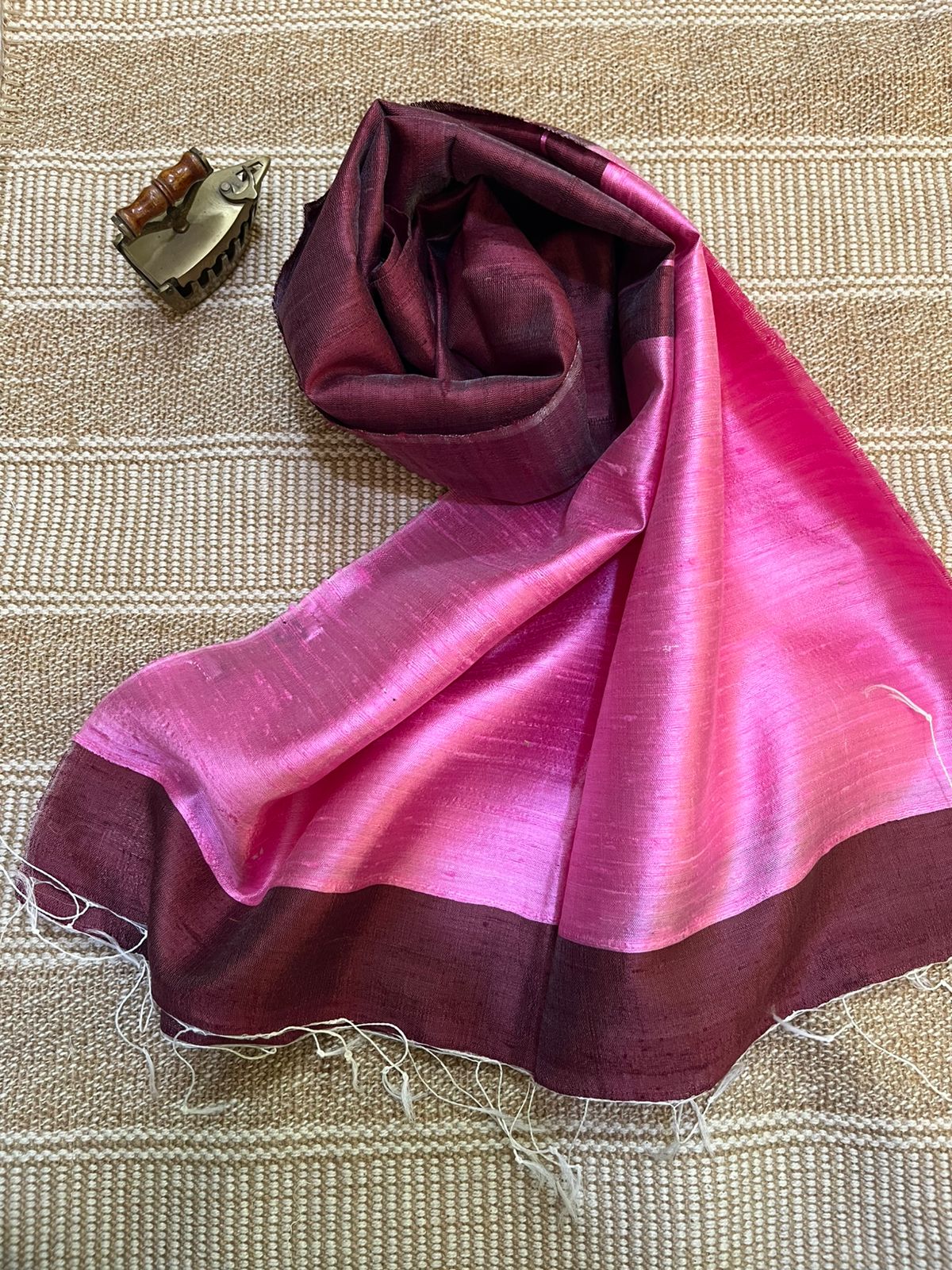 Vibrant pure Raw Silk Stole - Multicolour