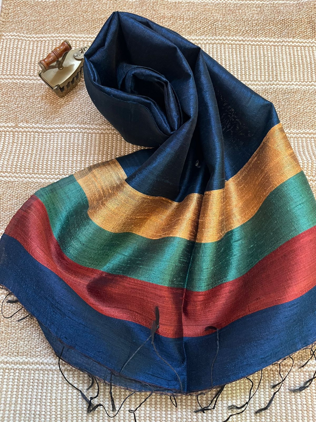 Vibrant pure Raw Silk Stole - Multicolour