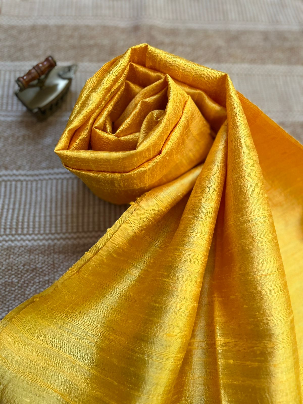 Vibrant pure Raw Silk Stole - Solid - Yellow