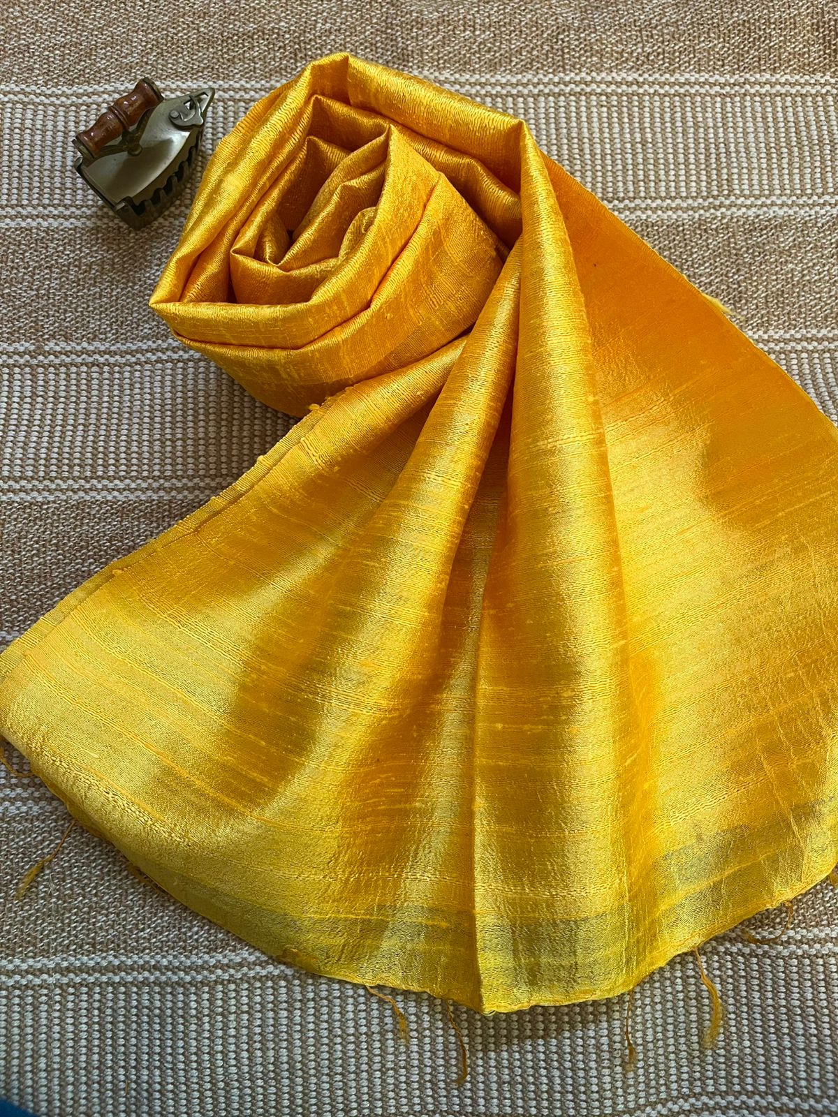 Vibrant pure Raw Silk Stole - Solid - Yellow