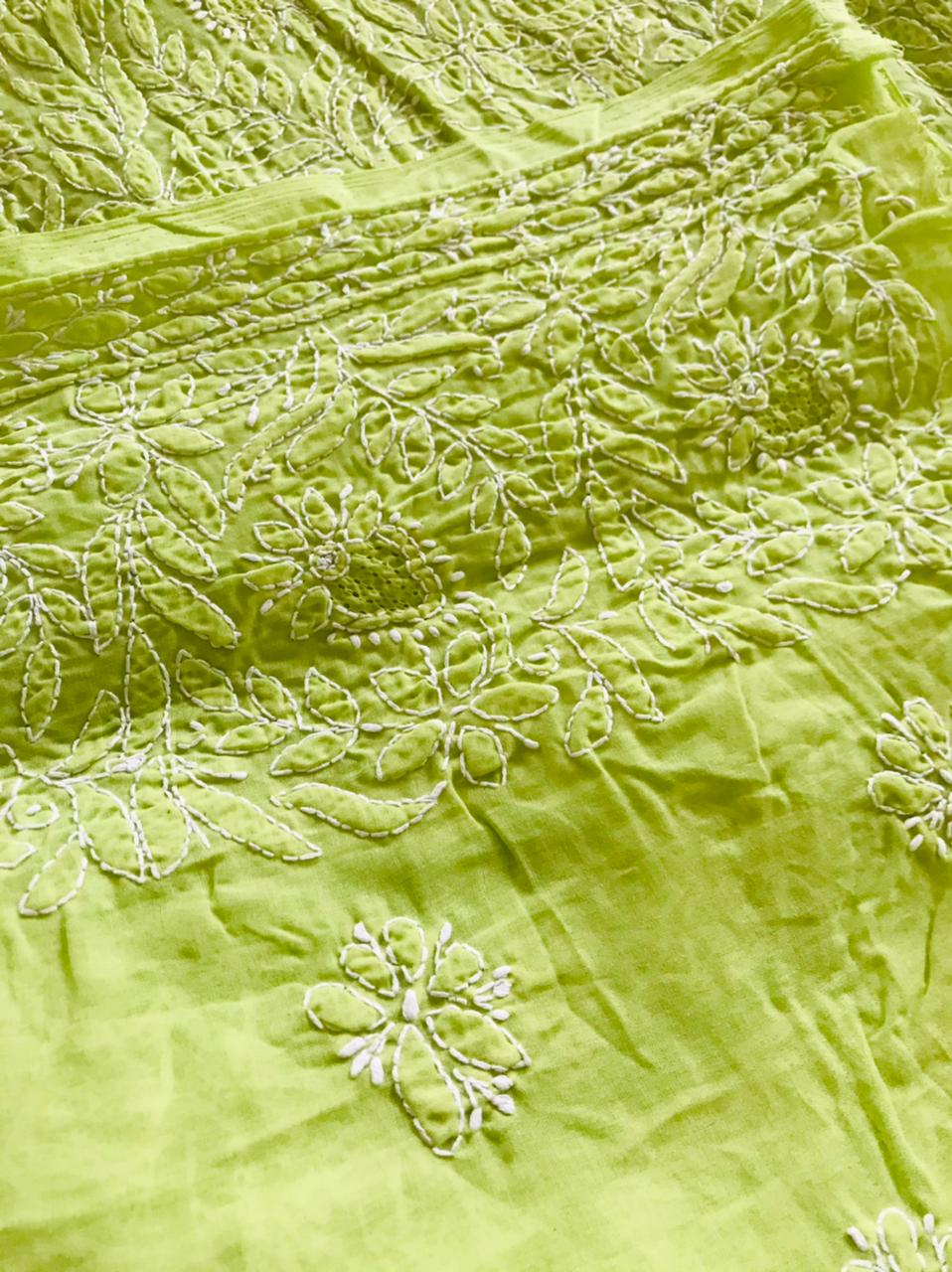 Hand embroidered Chikankari Kurta - Light Green