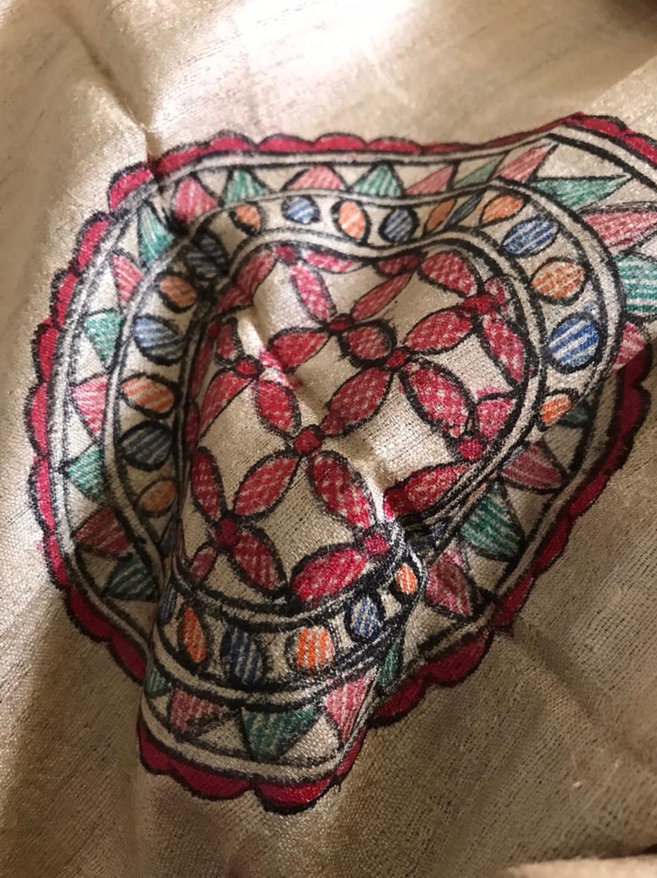 Handpainted Madhubani Pure Tussar Silk Kurta Dupatta sets