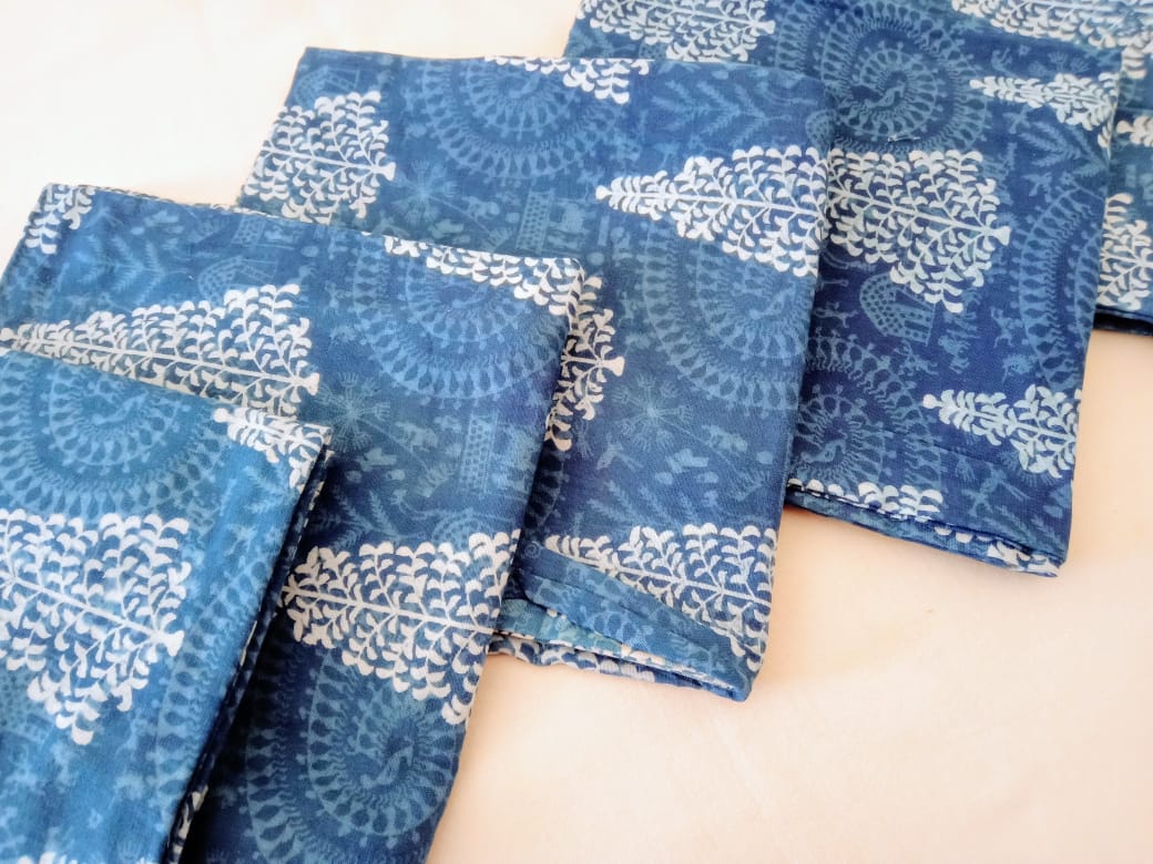 Indigo Hand Block Print Cushion Cover