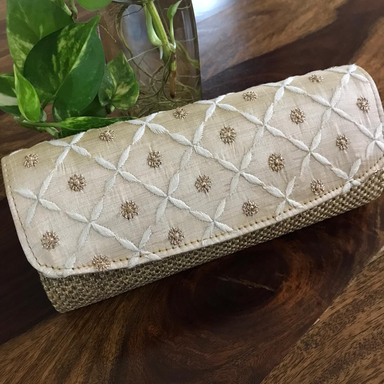 Chikankari Handcrafted clutches Purse