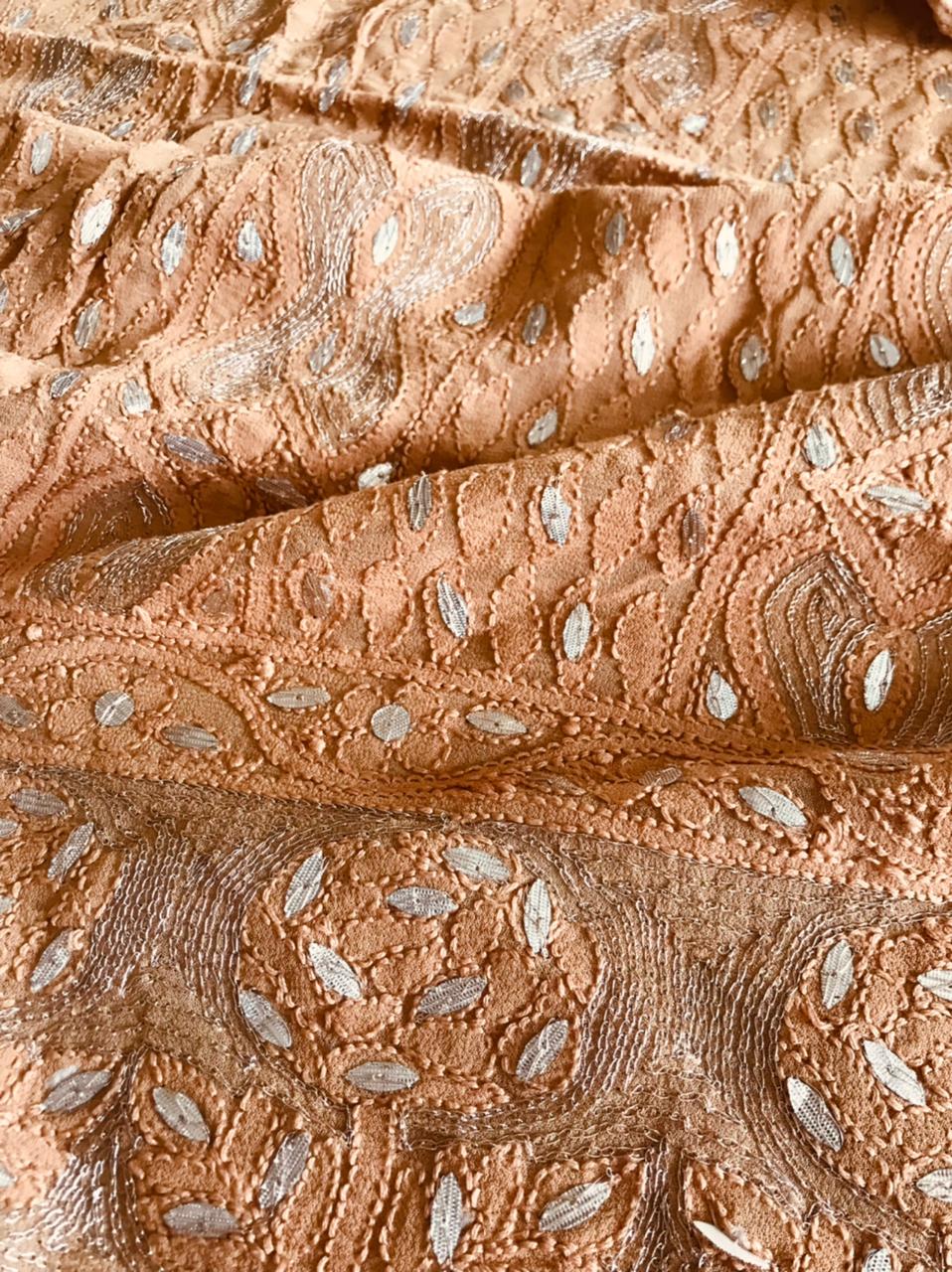 Pure Georgette Kurta with Chiffon Dupatta - Biscuit Brown