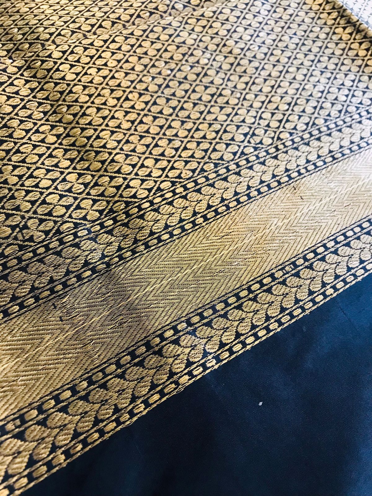 Pure Handloom Banarasi Katan Silk saree - Steel Grey with Black