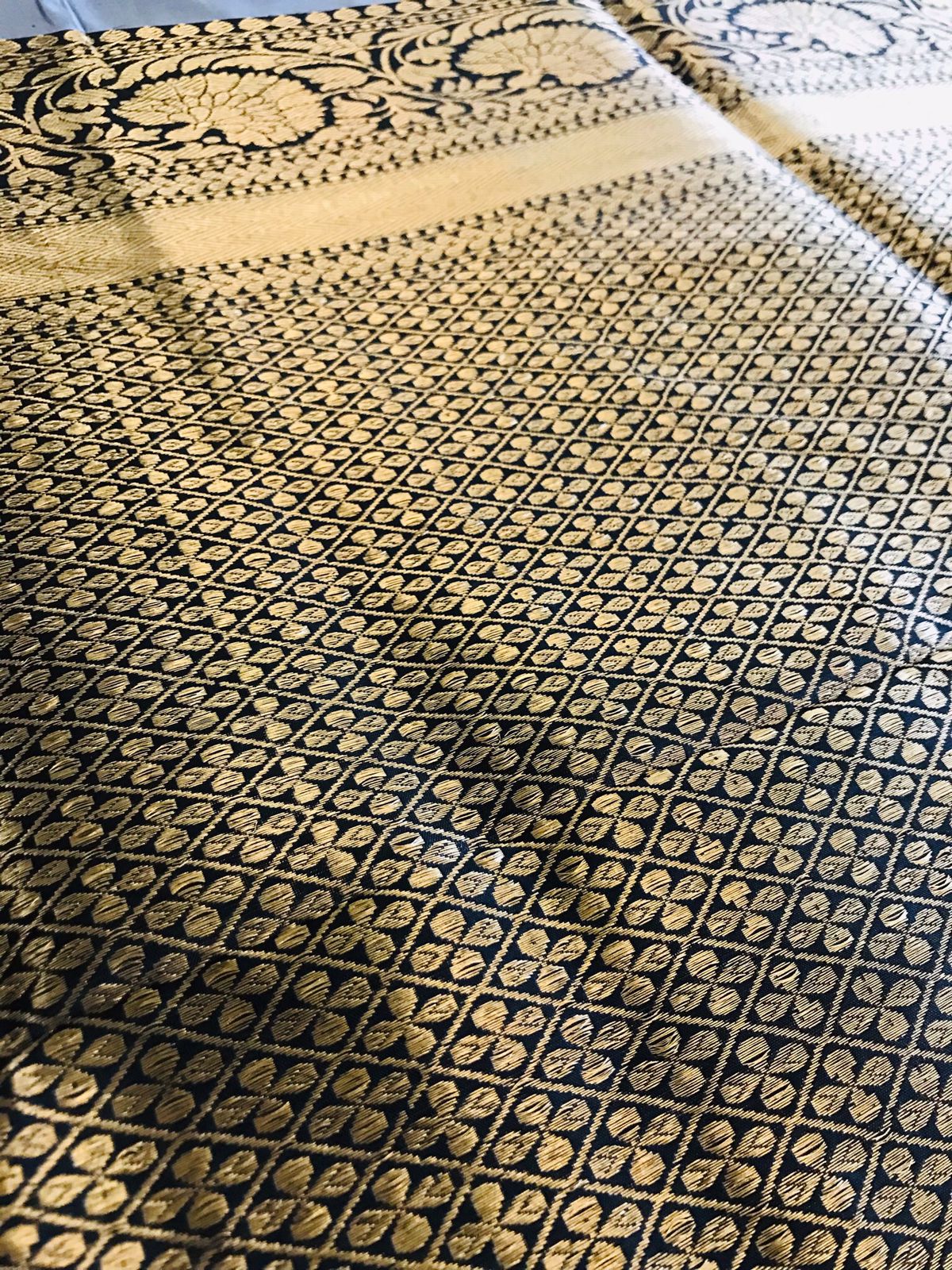 Pure Handloom Banarasi Katan Silk saree - Steel Grey with Black