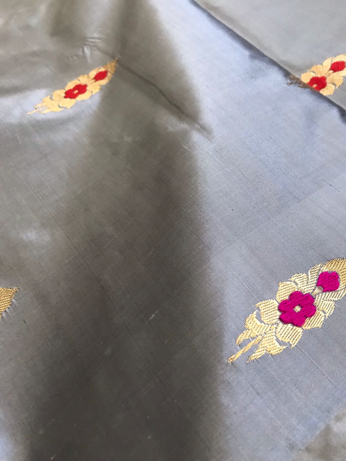 Pure Handloom Banarasi Katan Silk saree - Steel Grey with Black