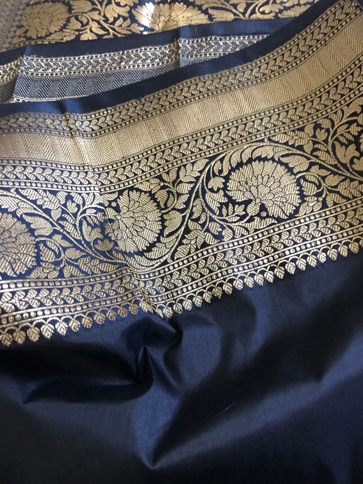 Pure Handloom Banarasi Katan Silk saree - Steel Grey with Black