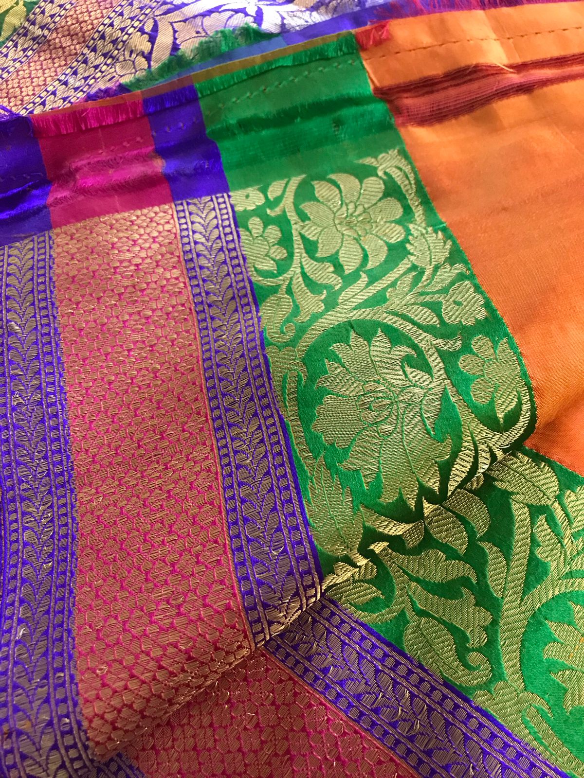 Pure Handloom Banarasi Katan Silk saree - Mustard Orange