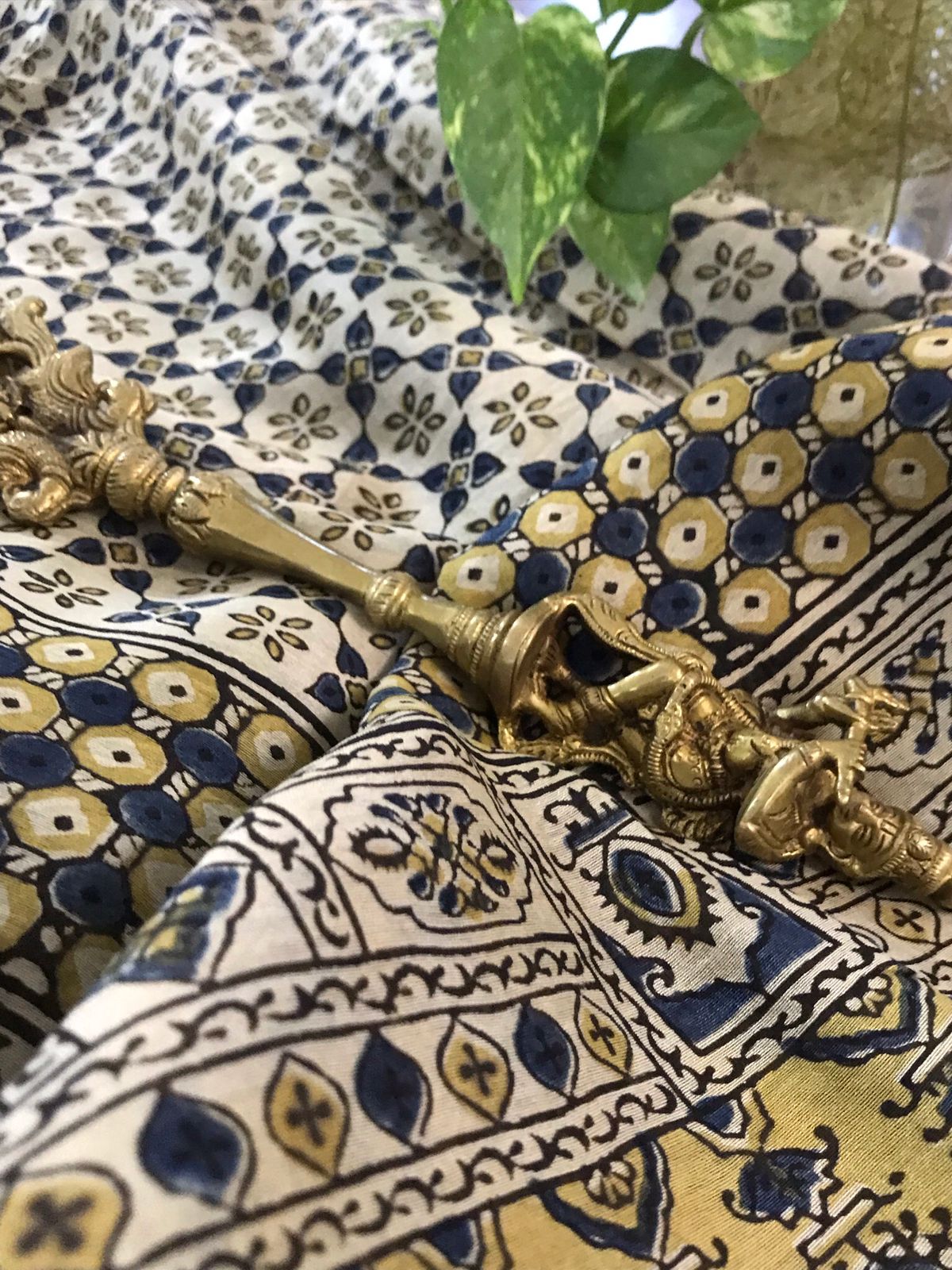 Beautiful Chanderi Dupattas with Ajrakh Handblock print and zari border- Multicolour