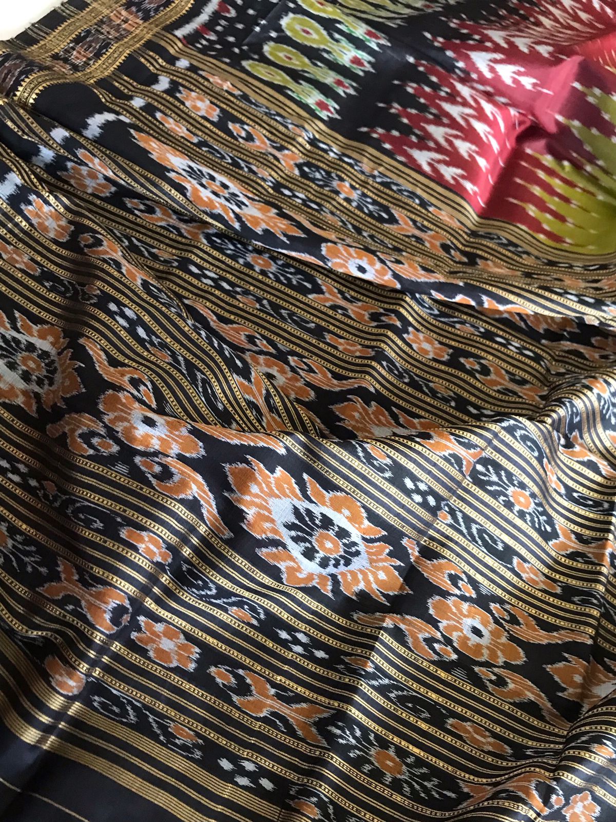 Handwoven Pure Silk Sambhalpuri Bandha Saree - Green