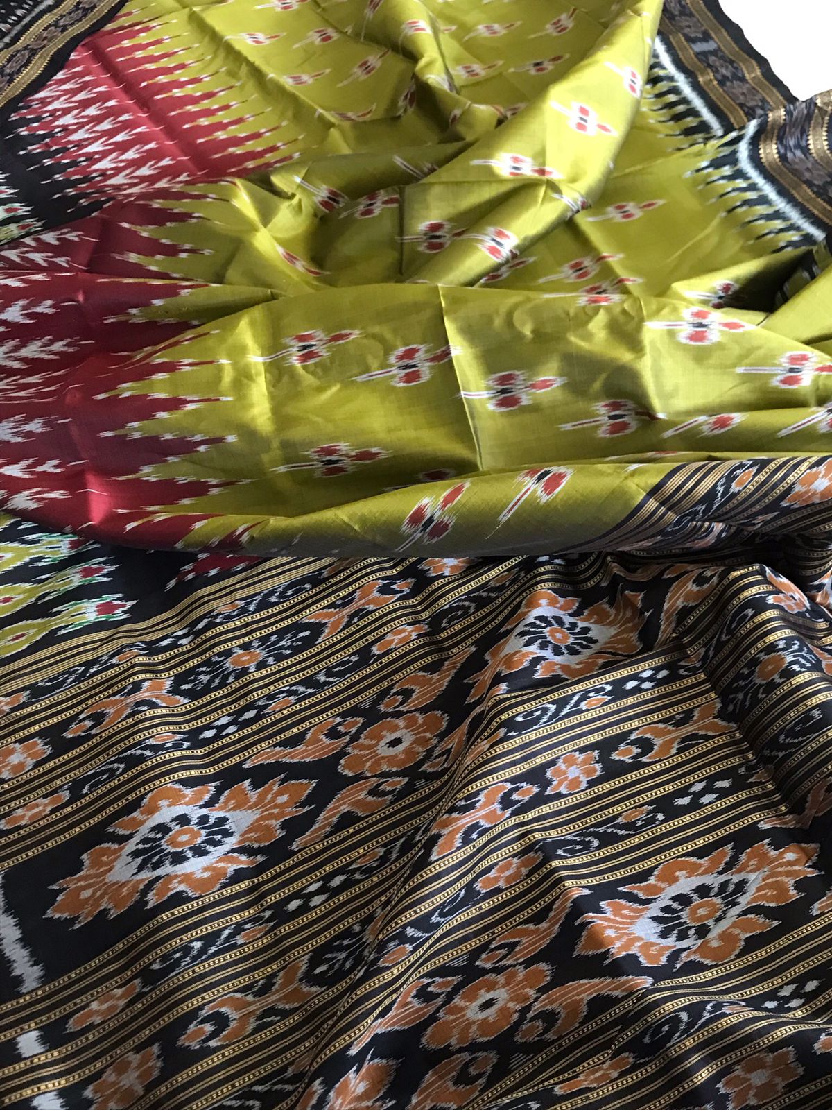 Handwoven Pure Silk Sambhalpuri Bandha Saree - Green