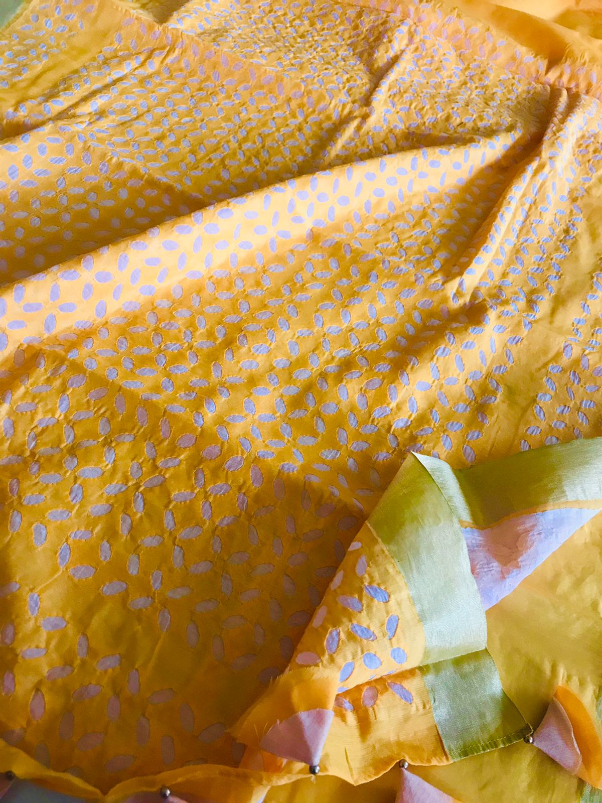 Exclusive Chanderi Handcrafted cutwork Saree - Yellow