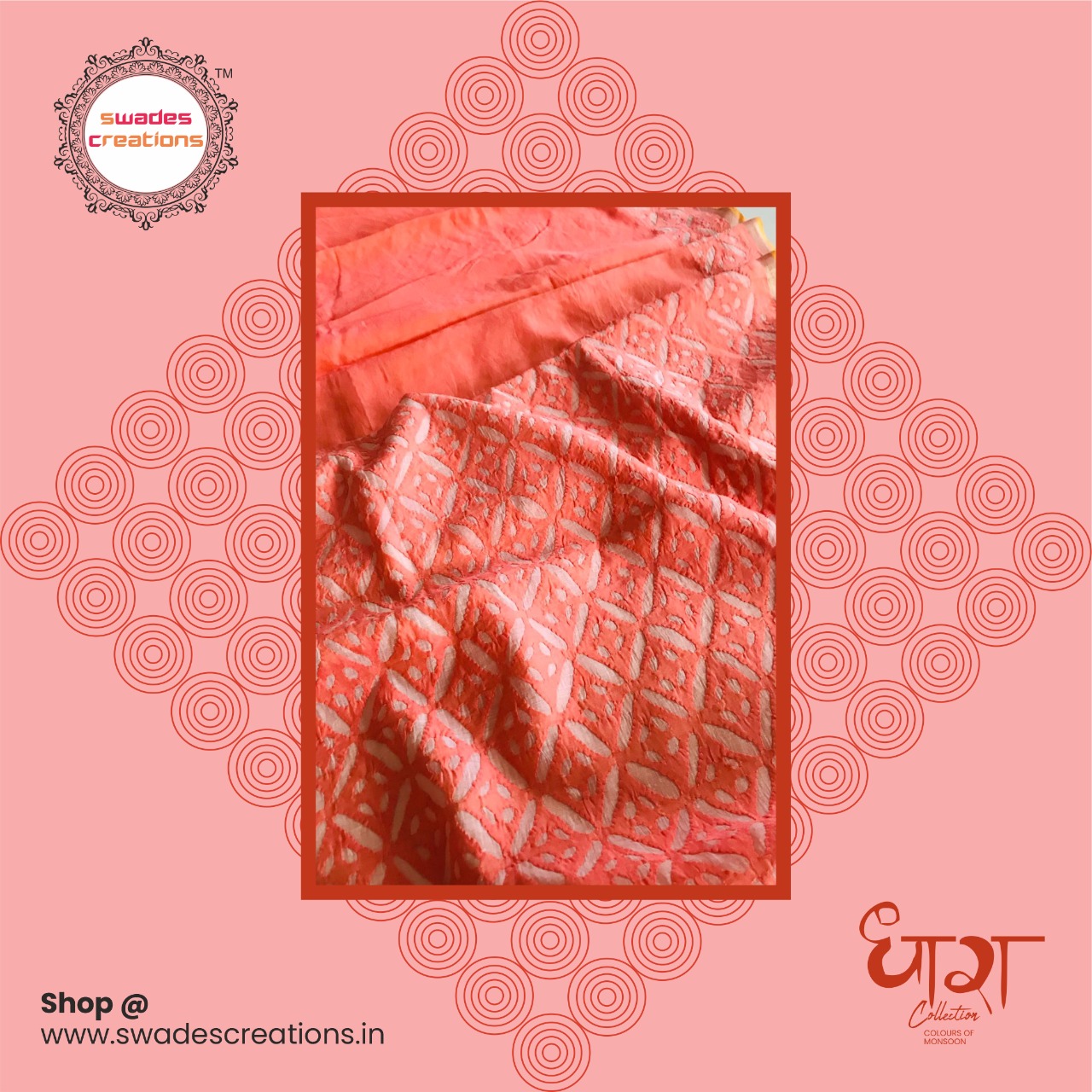 Exclusive Chanderi Handcrafted cutwork Saree - Peach
